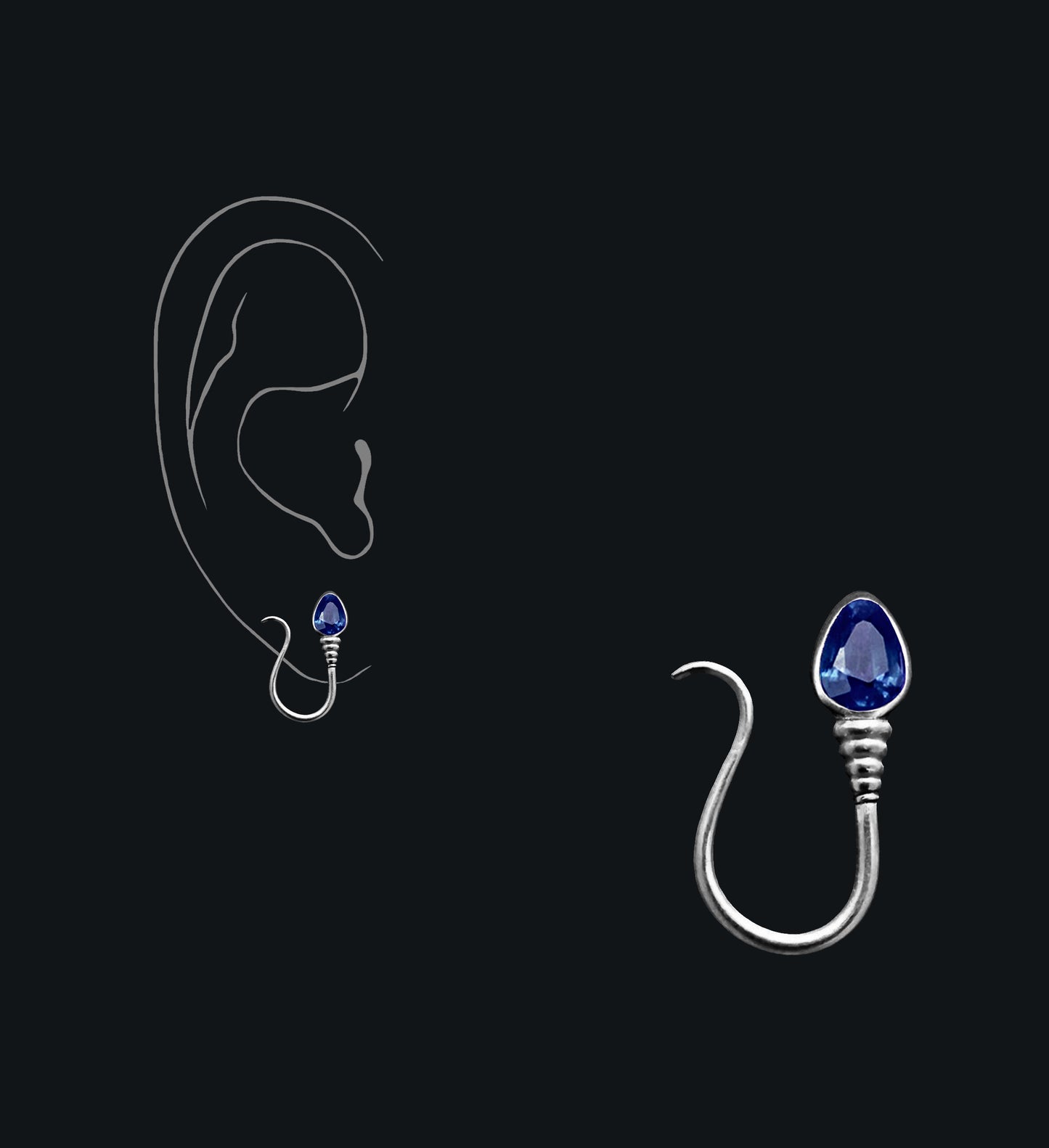 « I AM FREE » PIERCING - White Gold - Blue Sapphire