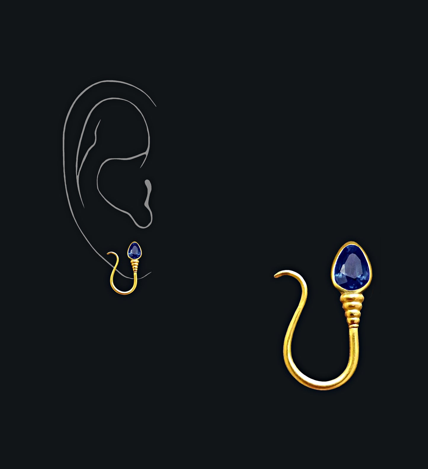 « I AM FREE » PIERCING - Yellow Gold - Blue Sapphire