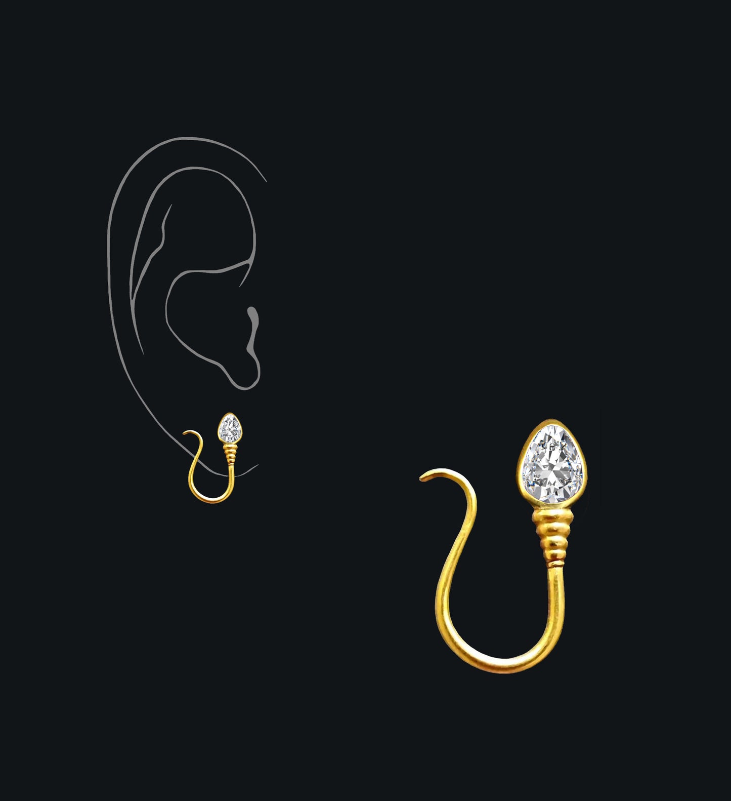 « I AM FREE » PIERCING - Yellow Gold - Diamond
