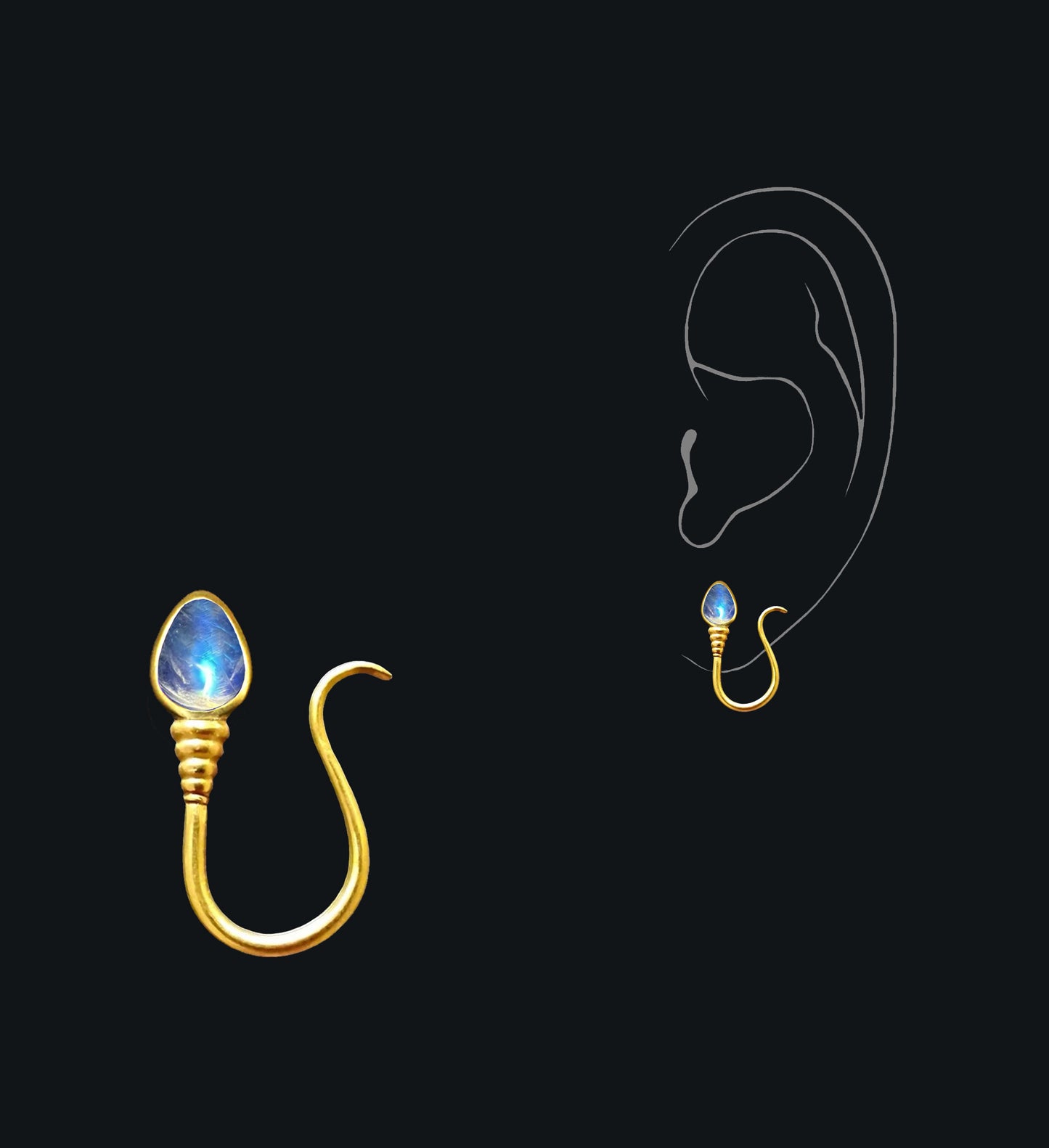 « I AM FREE » PIERCING - Yellow Gold - Moonstone