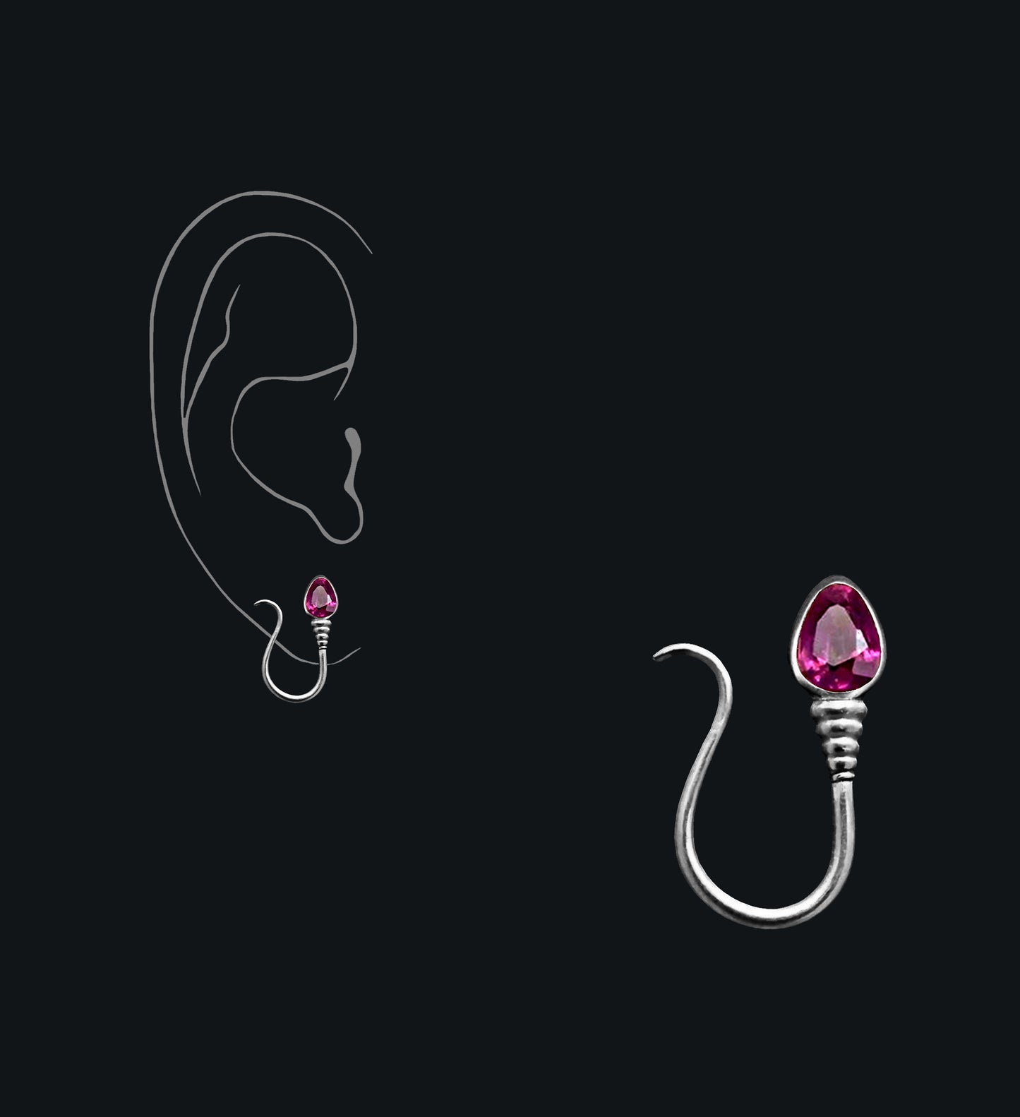 « I AM FREE » PIERCING - White Gold - Ruby