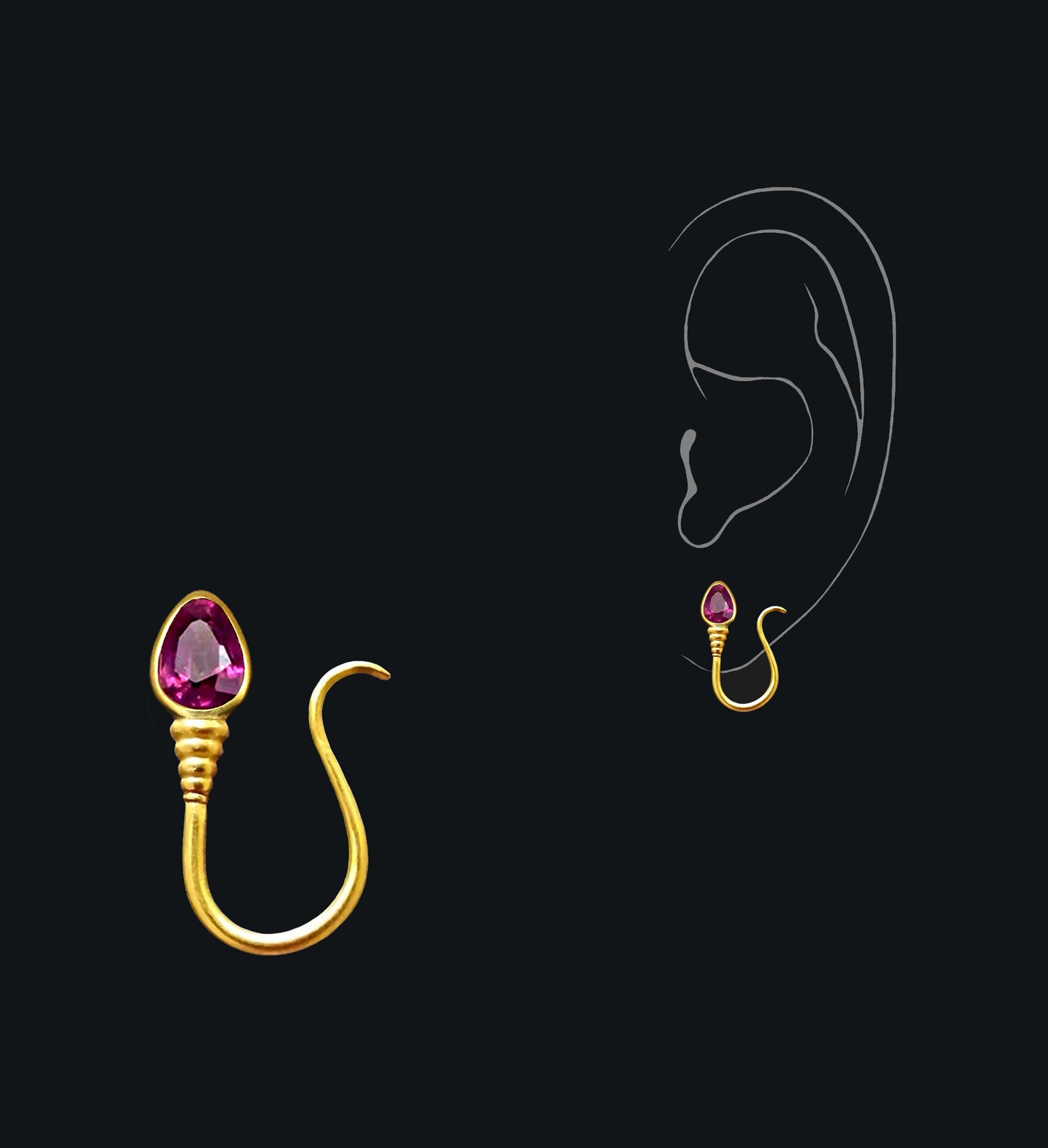 « I AM FREE » PIERCING - Yellow Gold - Ruby