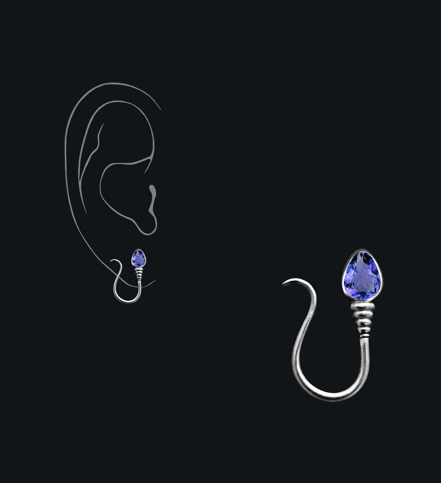 « I AM FREE » PIERCING - White Gold - Tanzanite