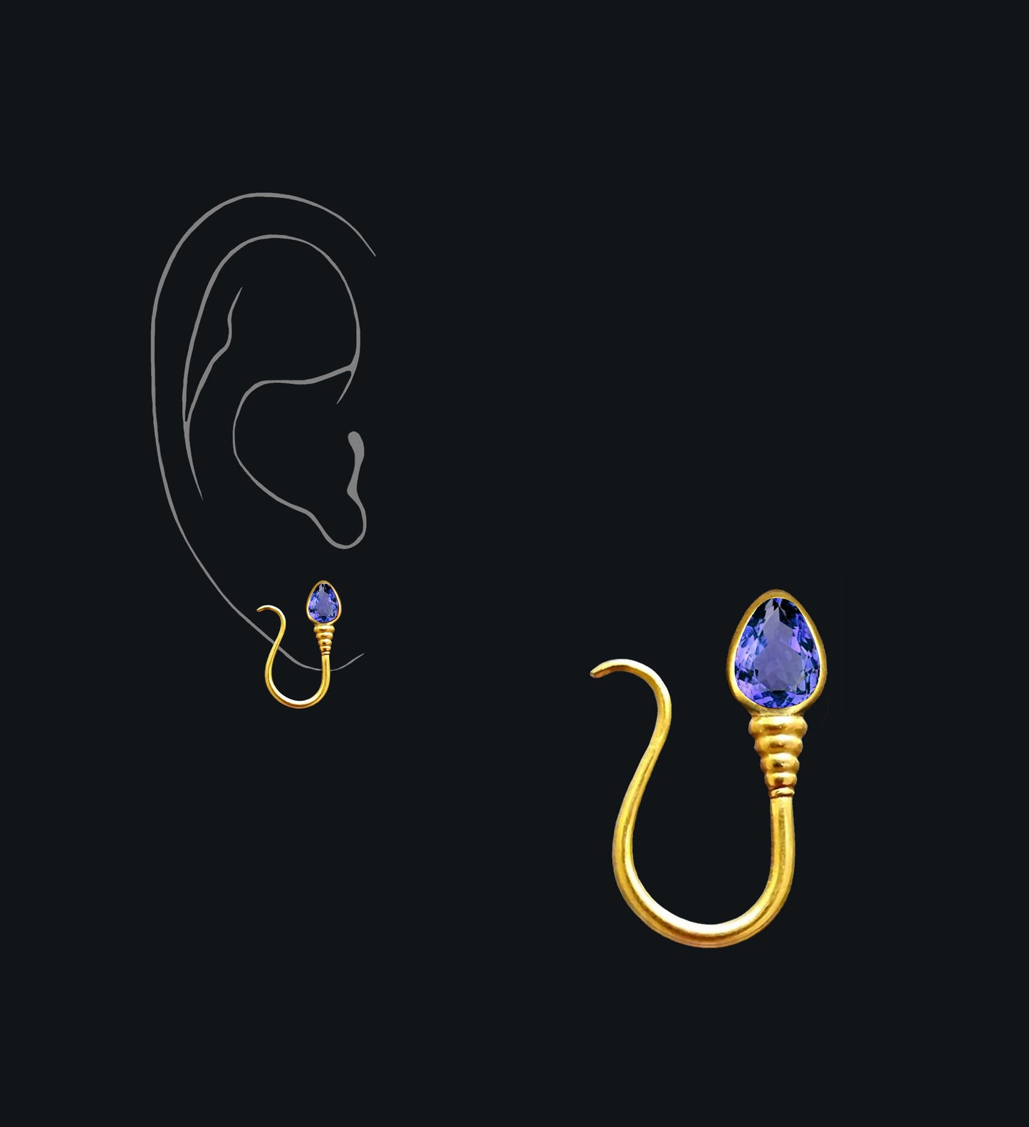 « I AM FREE » PIERCING - Yellow Gold - Tanzanite