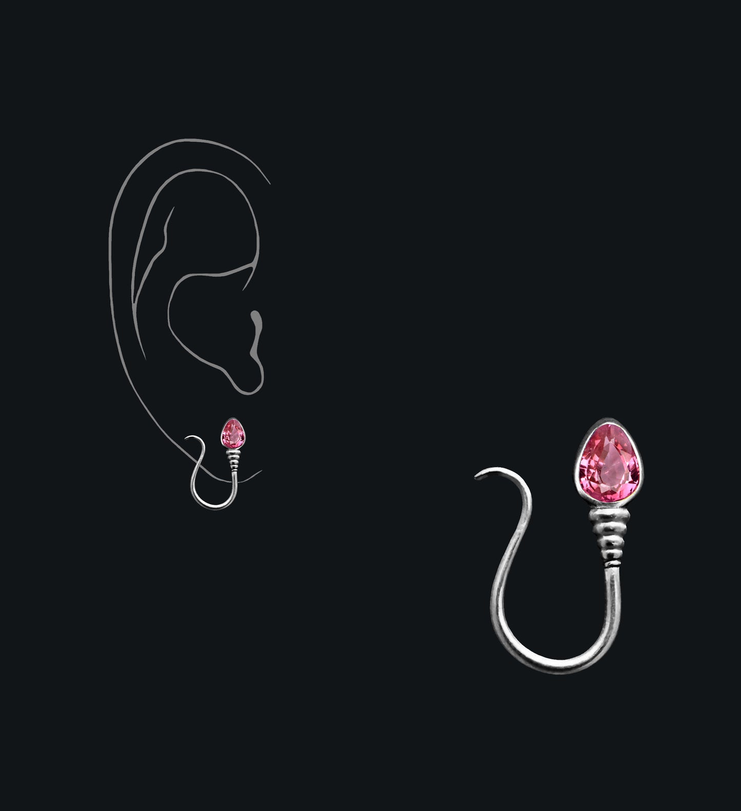 « I AM FREE » PIERCING - White Gold - Tourmaline