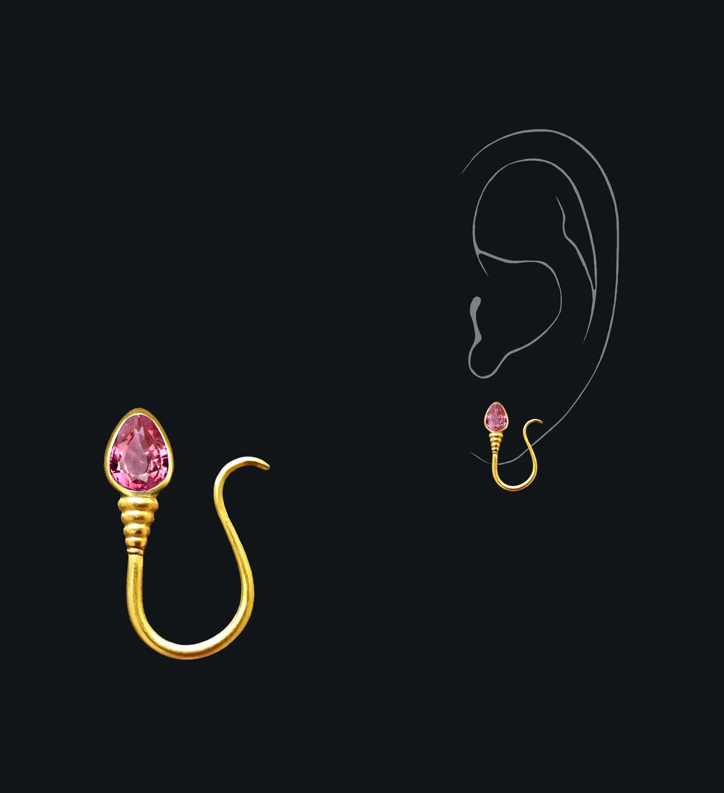 « I AM FREE » PIERCING - Yellow Gold - Pink Tourmaline