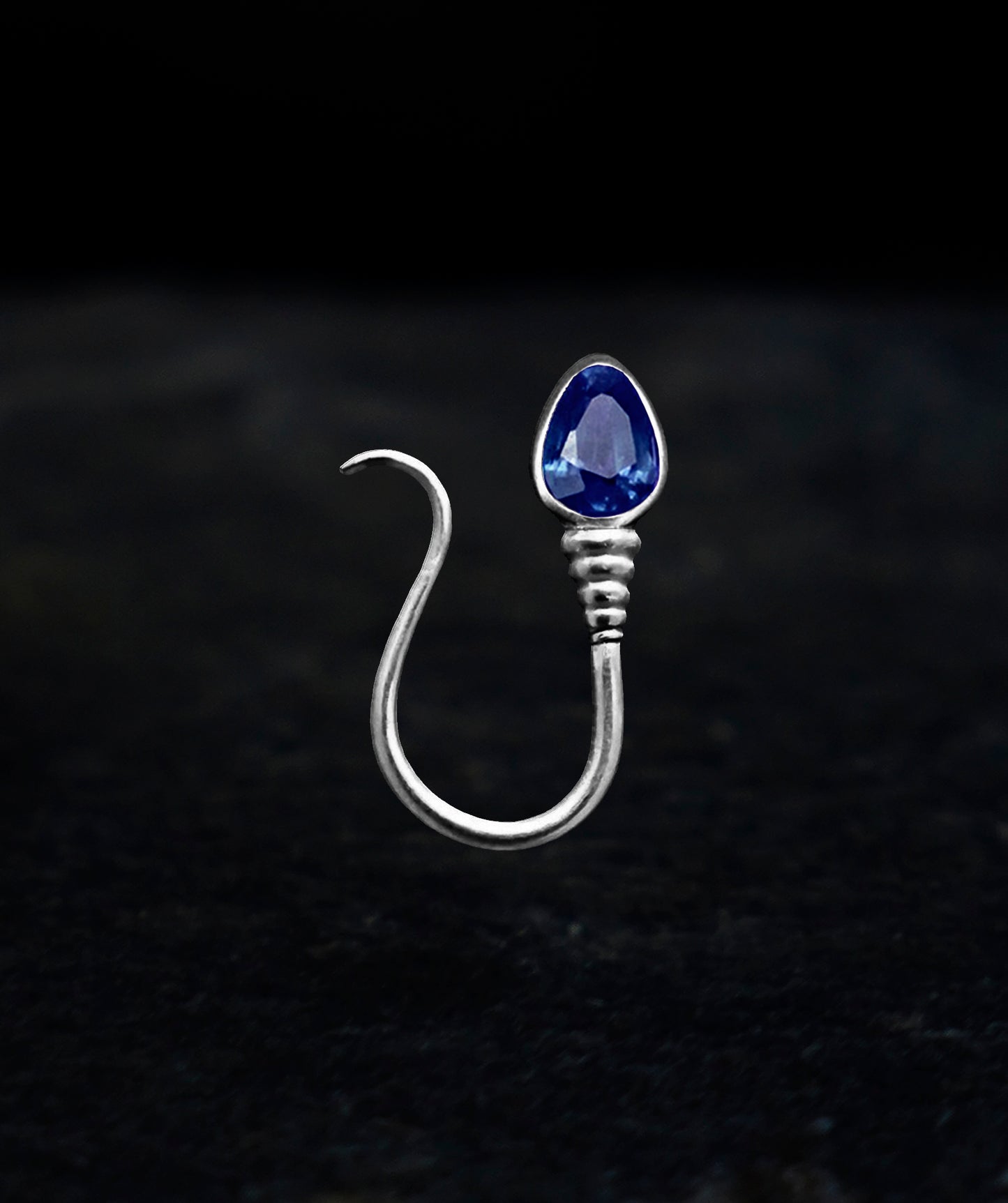 « I AM FREE » PIERCING - White Gold - Blue Sapphire