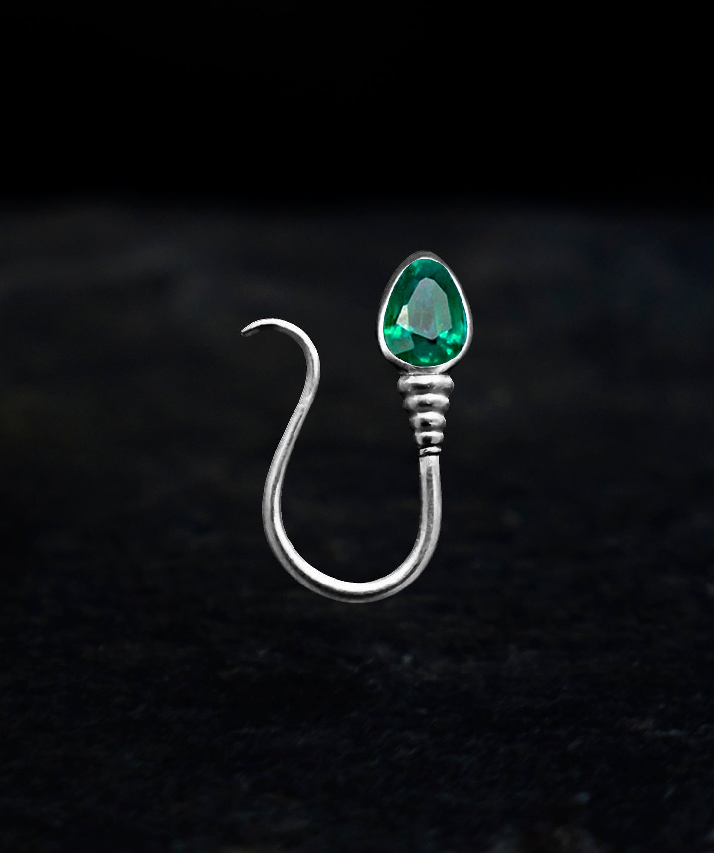« I AM FREE » PIERCING - White Gold -Emerald