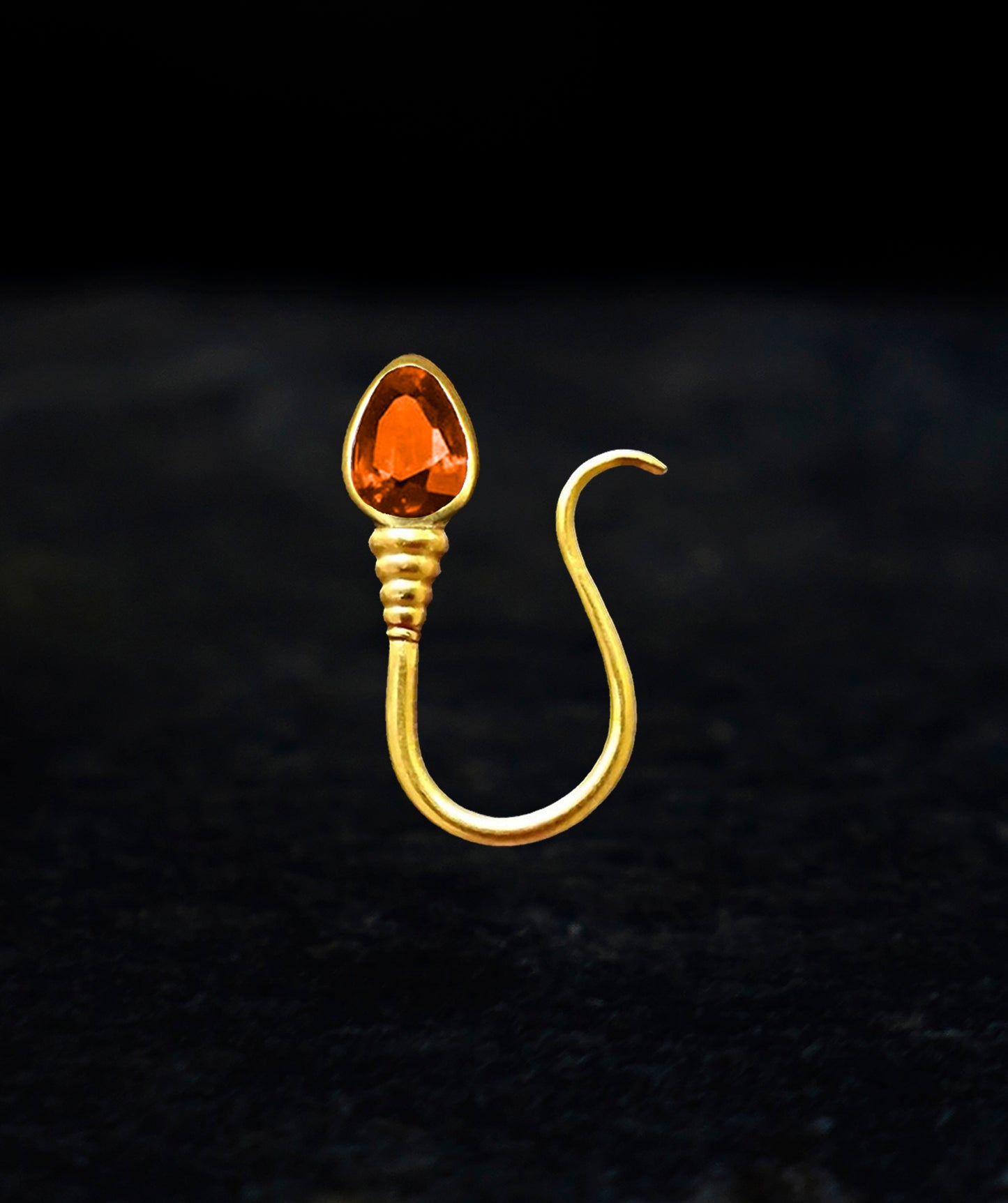 « I AM FREE » PIERCING - Yellow Gold - Mandarin Garnet