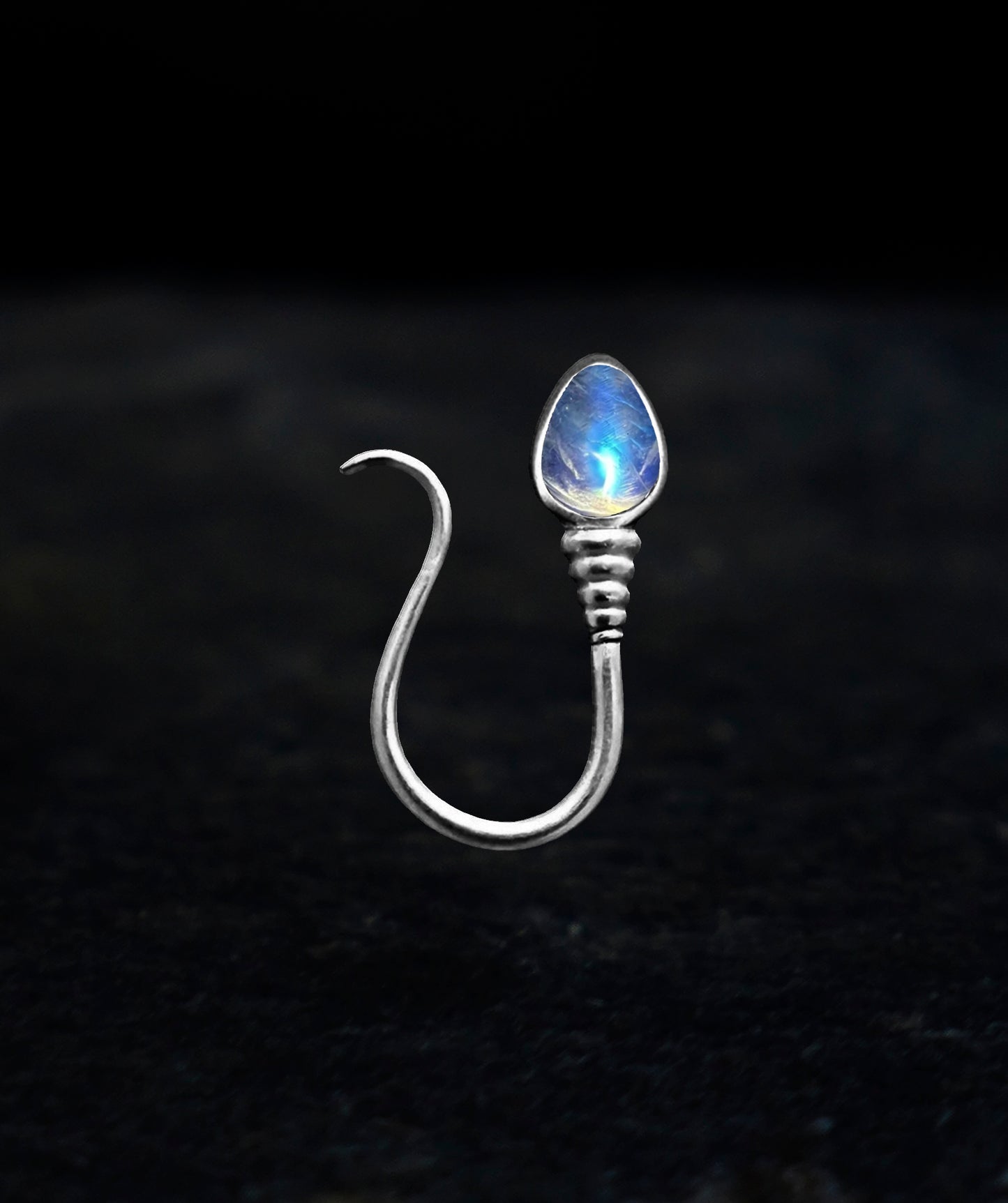 « I AM FREE » PIERCING - White Gold - Moonstone
