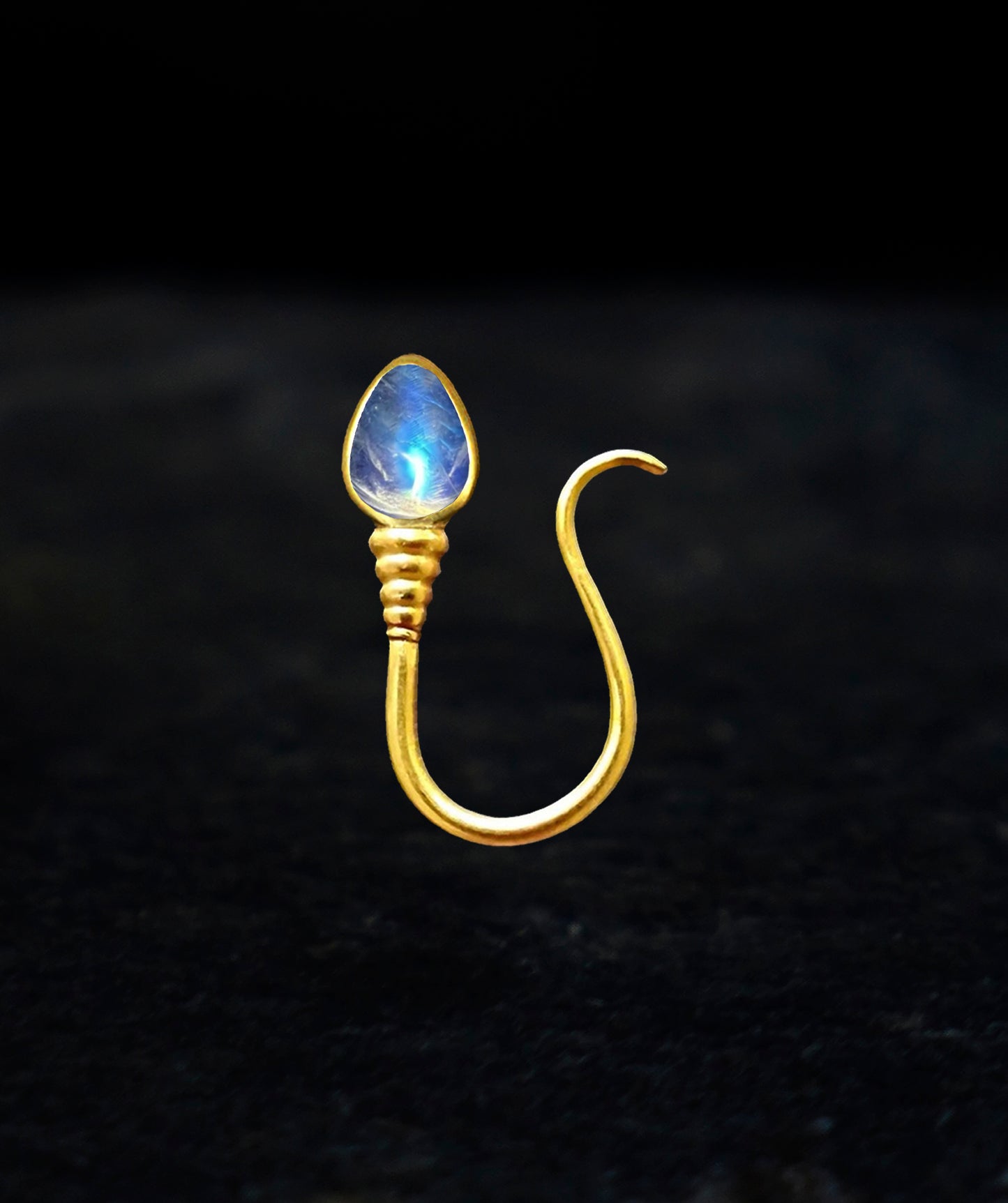 « I AM FREE » PIERCING - Yellow Gold - Moonstone