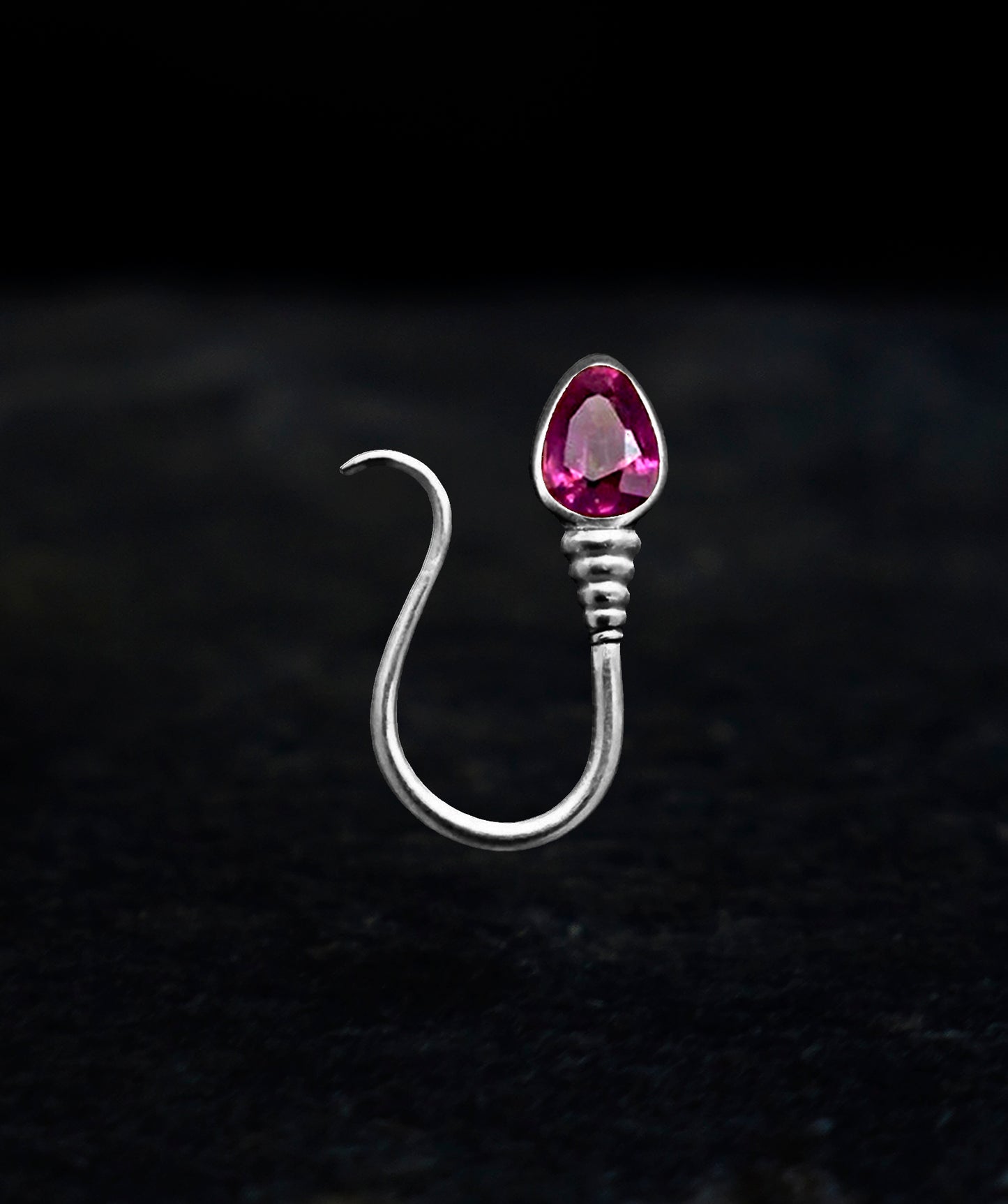 « I AM FREE » PIERCING - White Gold - Ruby