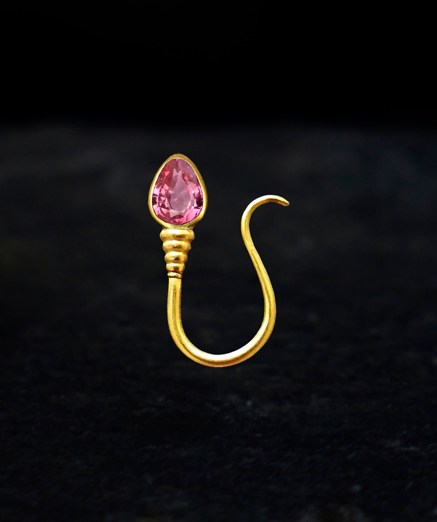« I AM FREE » PIERCING - Yellow Gold - Pink Tourmaline