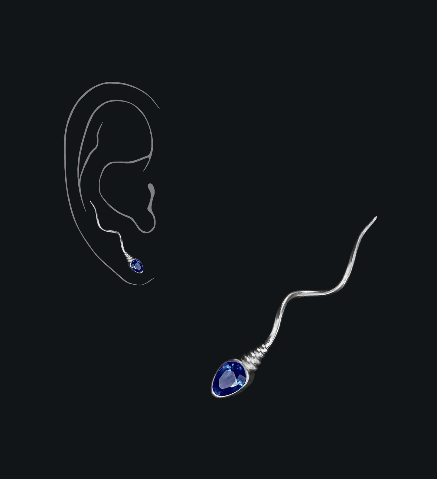 «THE NUMBER ONE » EARRING - White Gold - Blue Sapphire