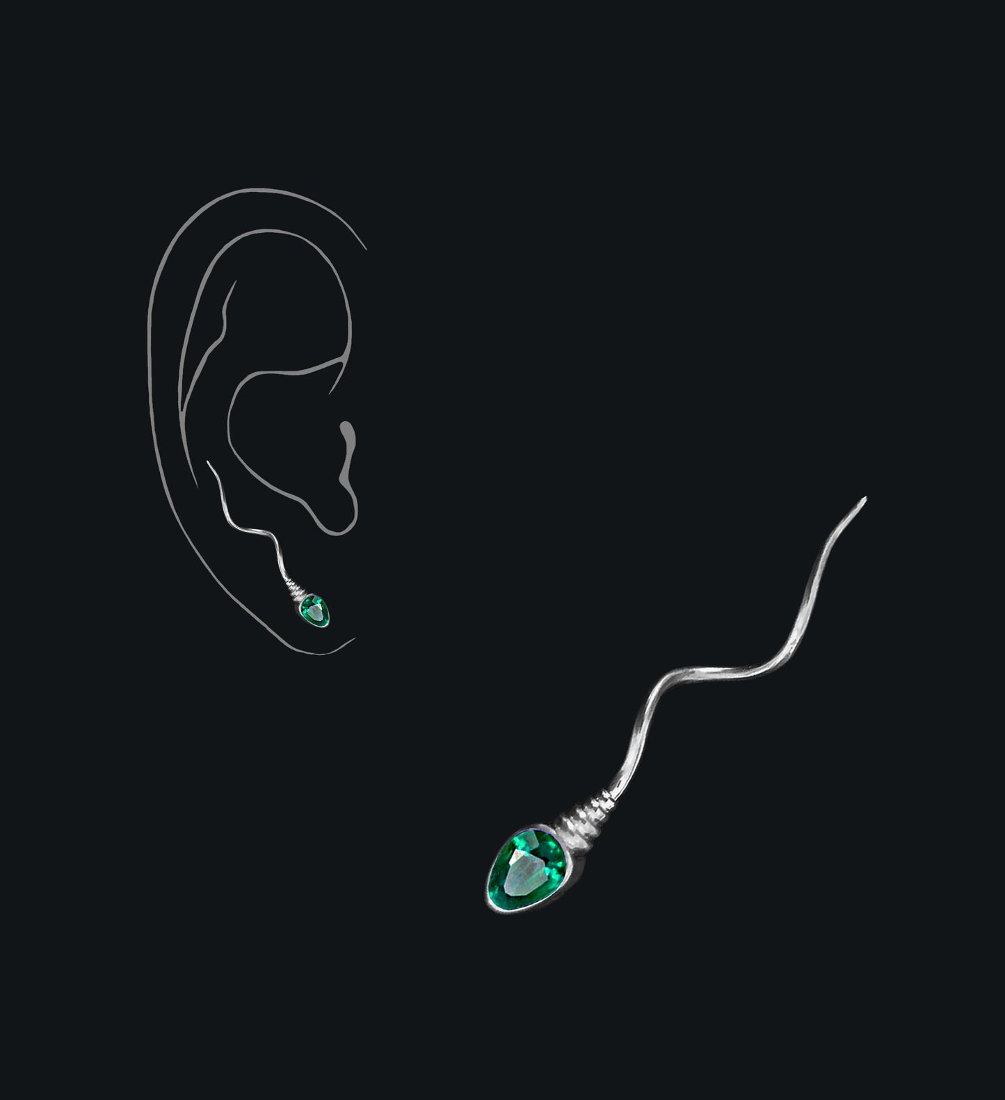 «THE NUMBER ONE » EARRING - White Gold - Emerald