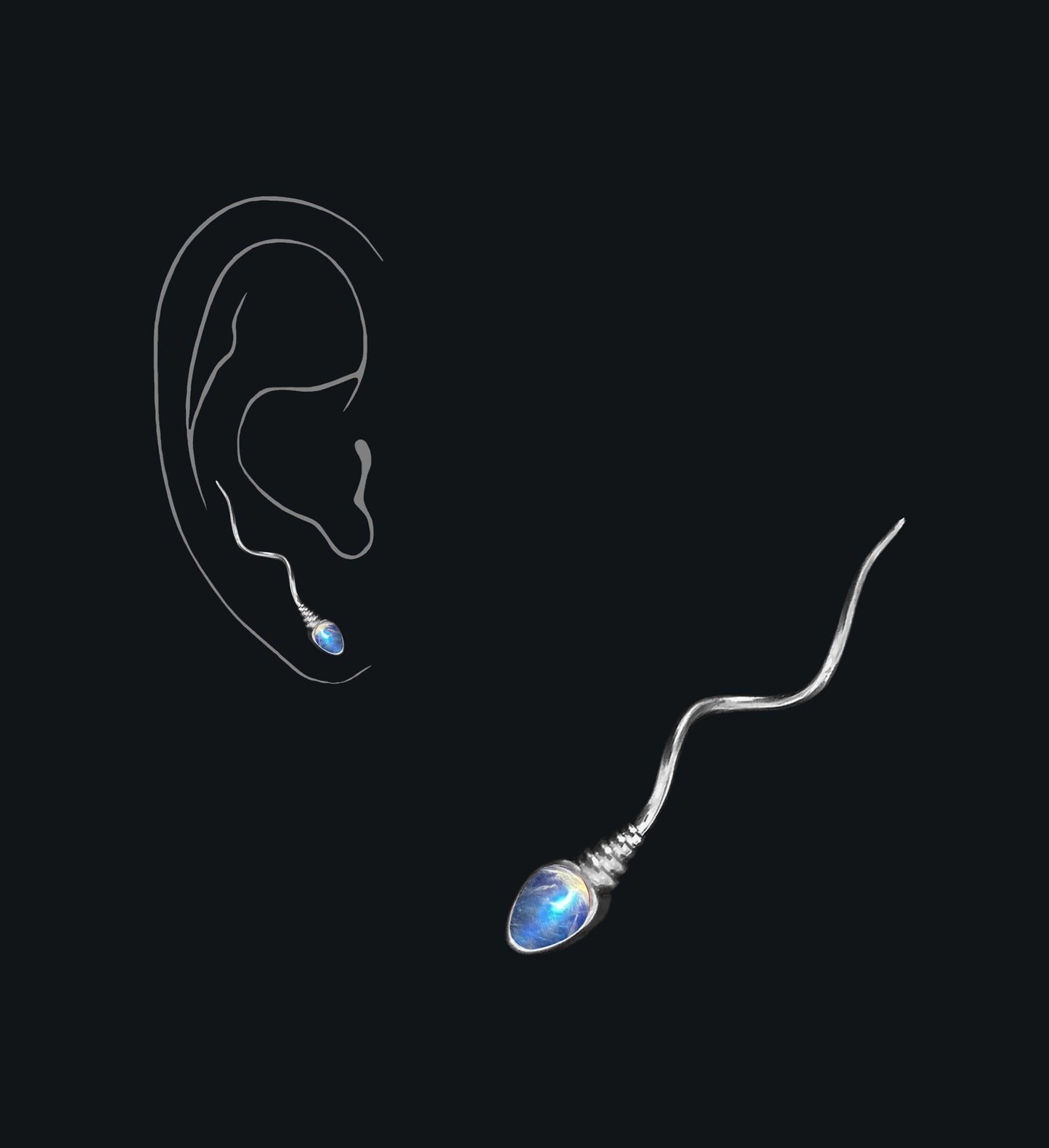 «THE NUMBER ONE » EARRING - White Gold - Moonstone