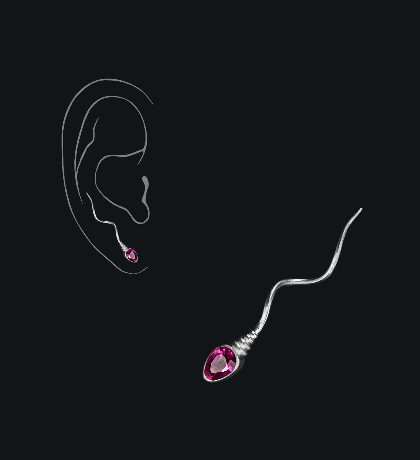 «THE NUMBER ONE » EARRING - White Gold - Ruby