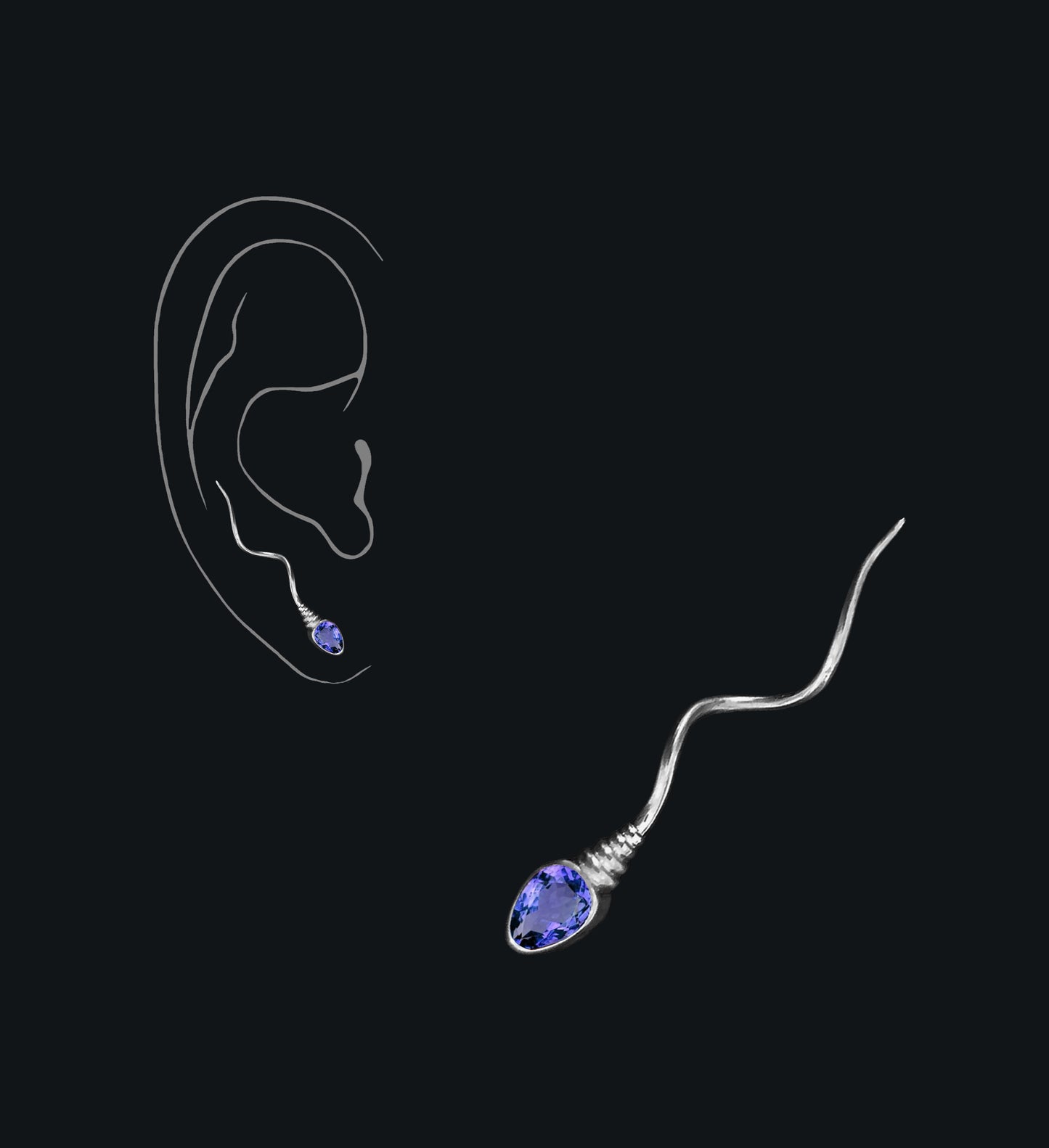 «THE NUMBER ONE » EARRING - White Gold - Tanzanite