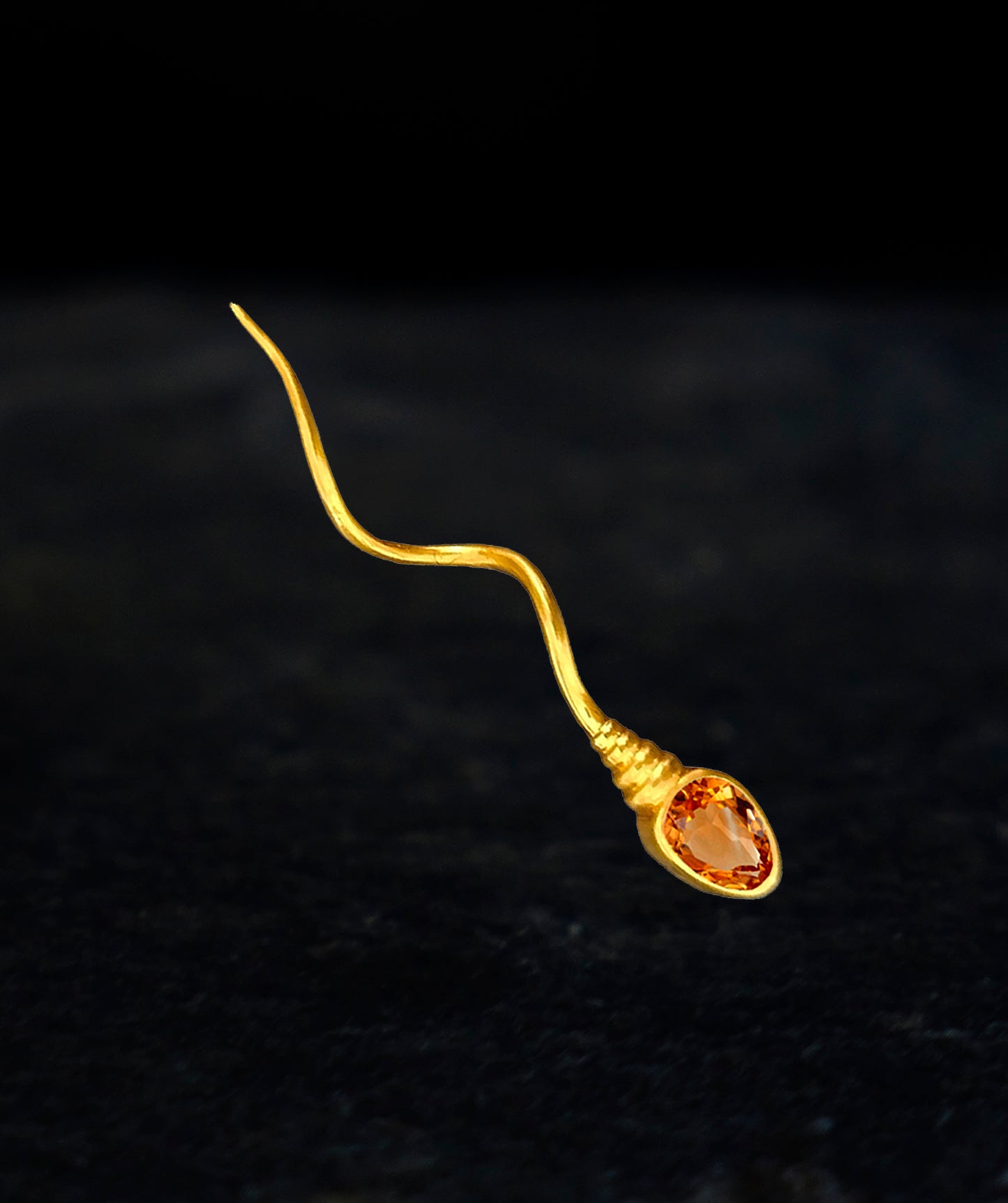 «THE NUMBER ONE » EARRING - Yellow Gold - Mandarin Garnet