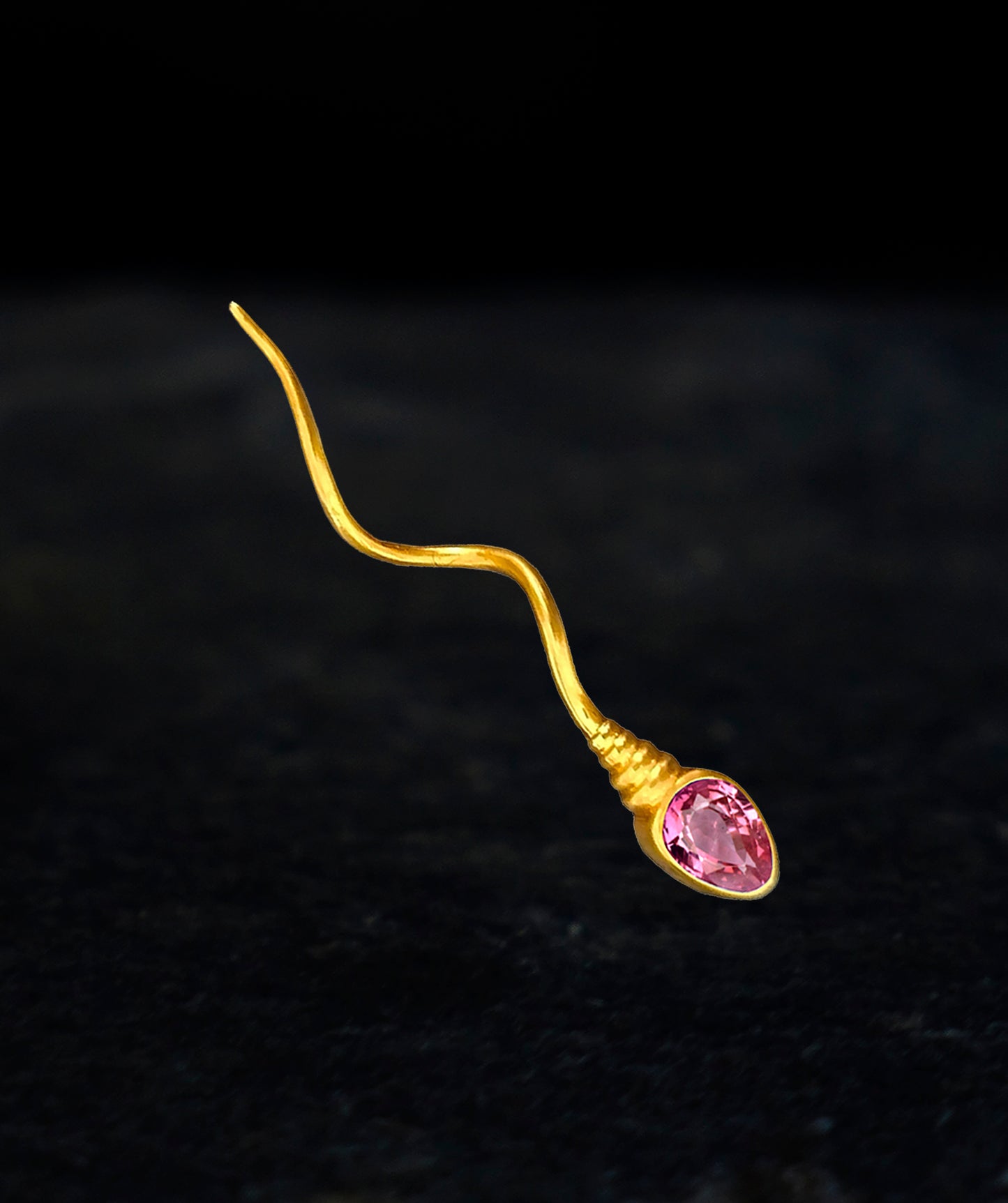 «THE NUMBER ONE » EARRING - Yellow Gold - Pink Tourmaline