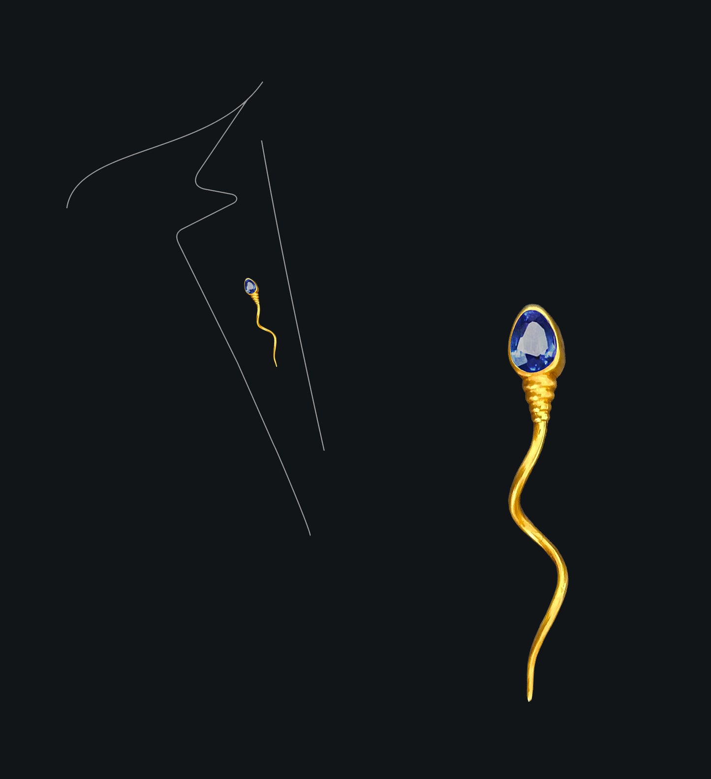 «The winner » BROOCH - Yellow Gold - Santa Maria Aquamarine