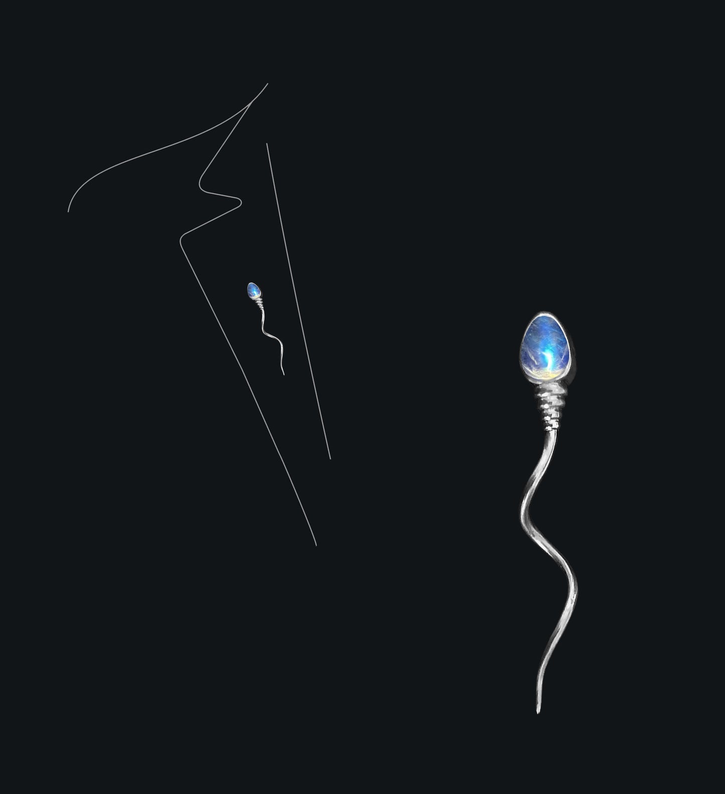 «The winner » BROOCH - White Gold - Moonstone