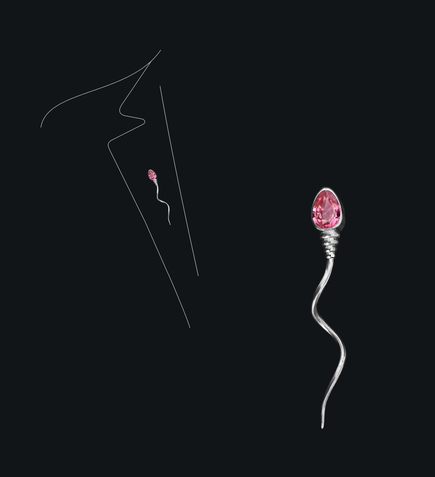 «The winner » BROOCH - White Gold - Pink Tourmaline