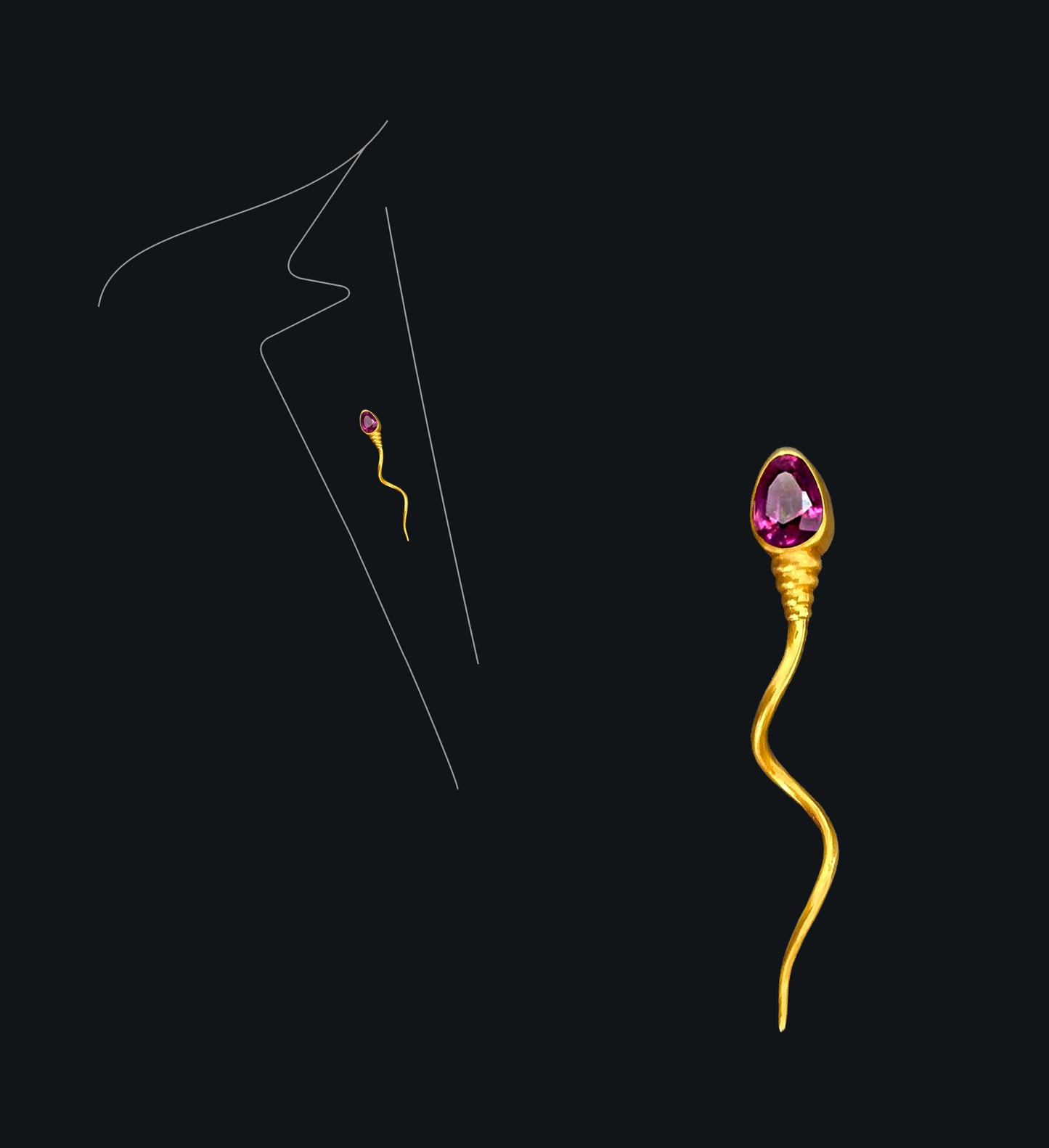 «The winner » BROOCH - Yellow Gold - Ruby
