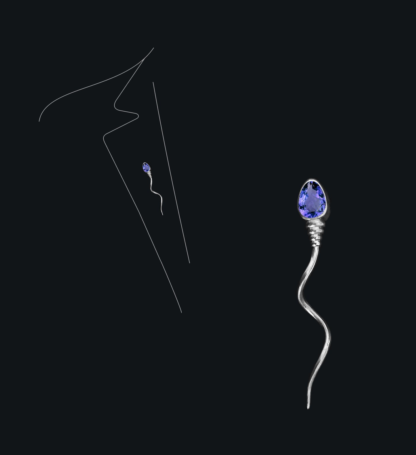 «The winner » BROOCH - White Gold - Tanzanite