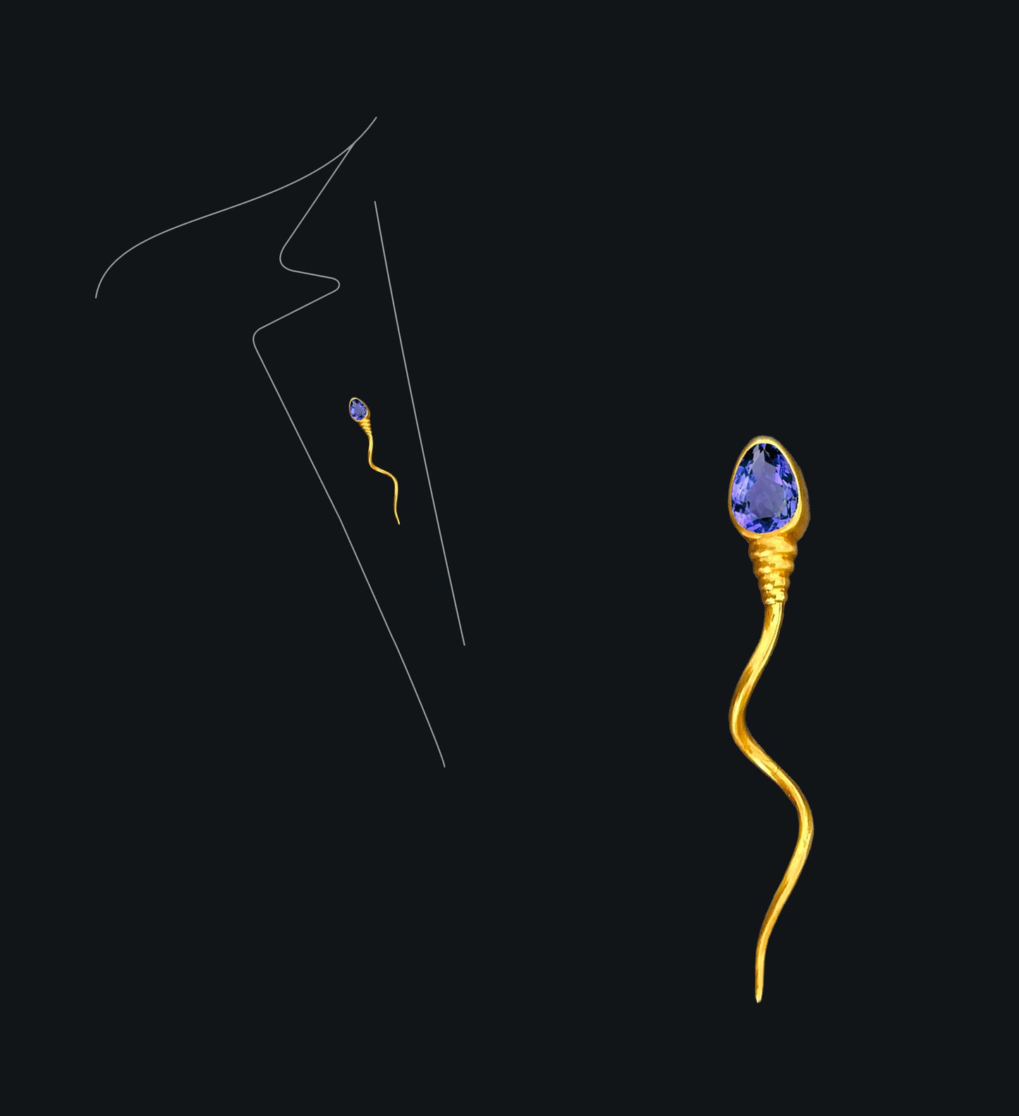 «The winner » BROOCH - Yellow Gold - Tanzanite
