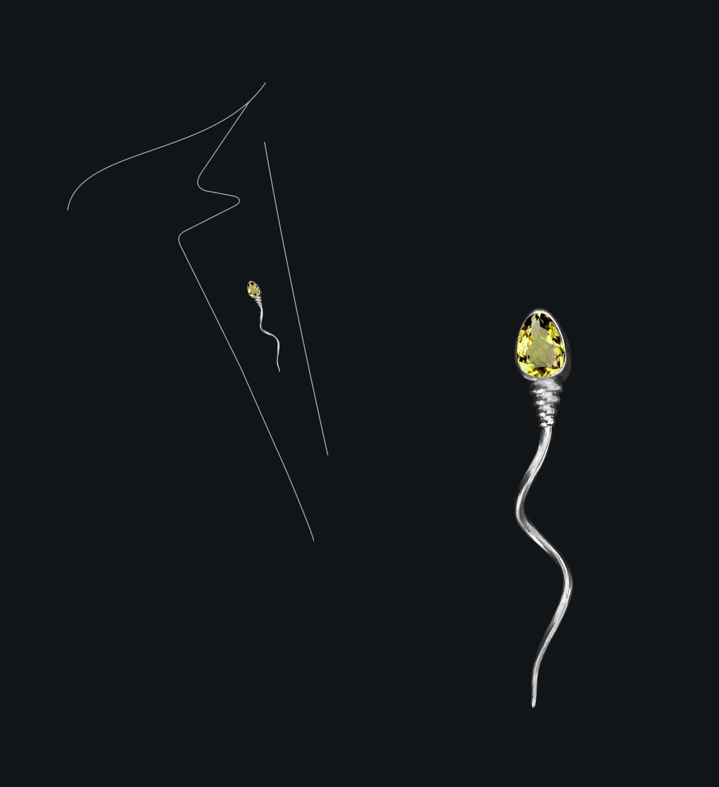«The winner » BROOCH - White Gold - Yellow Sapphire