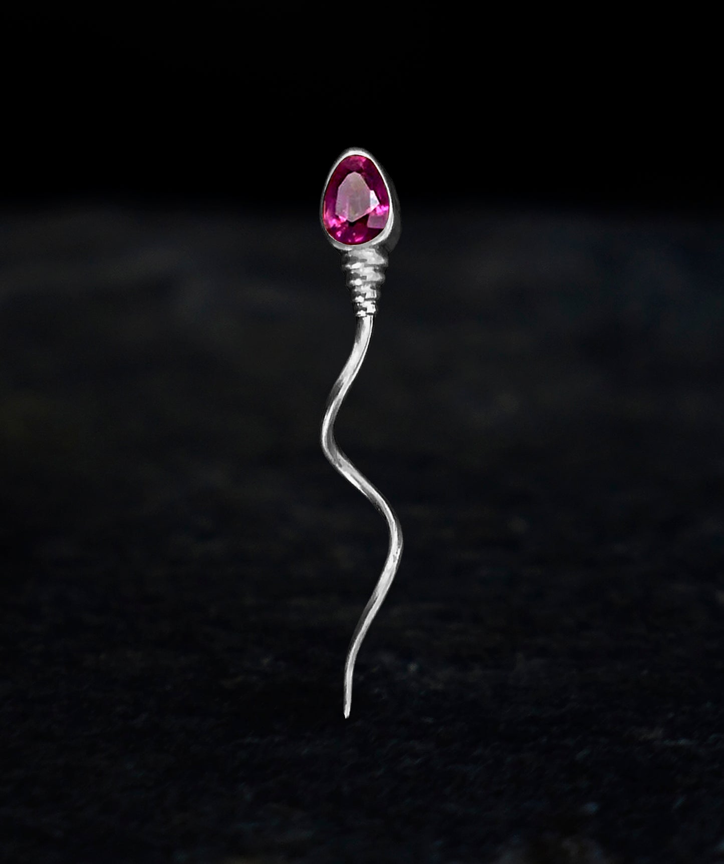 «The winner » BROOCH - White Gold - Ruby