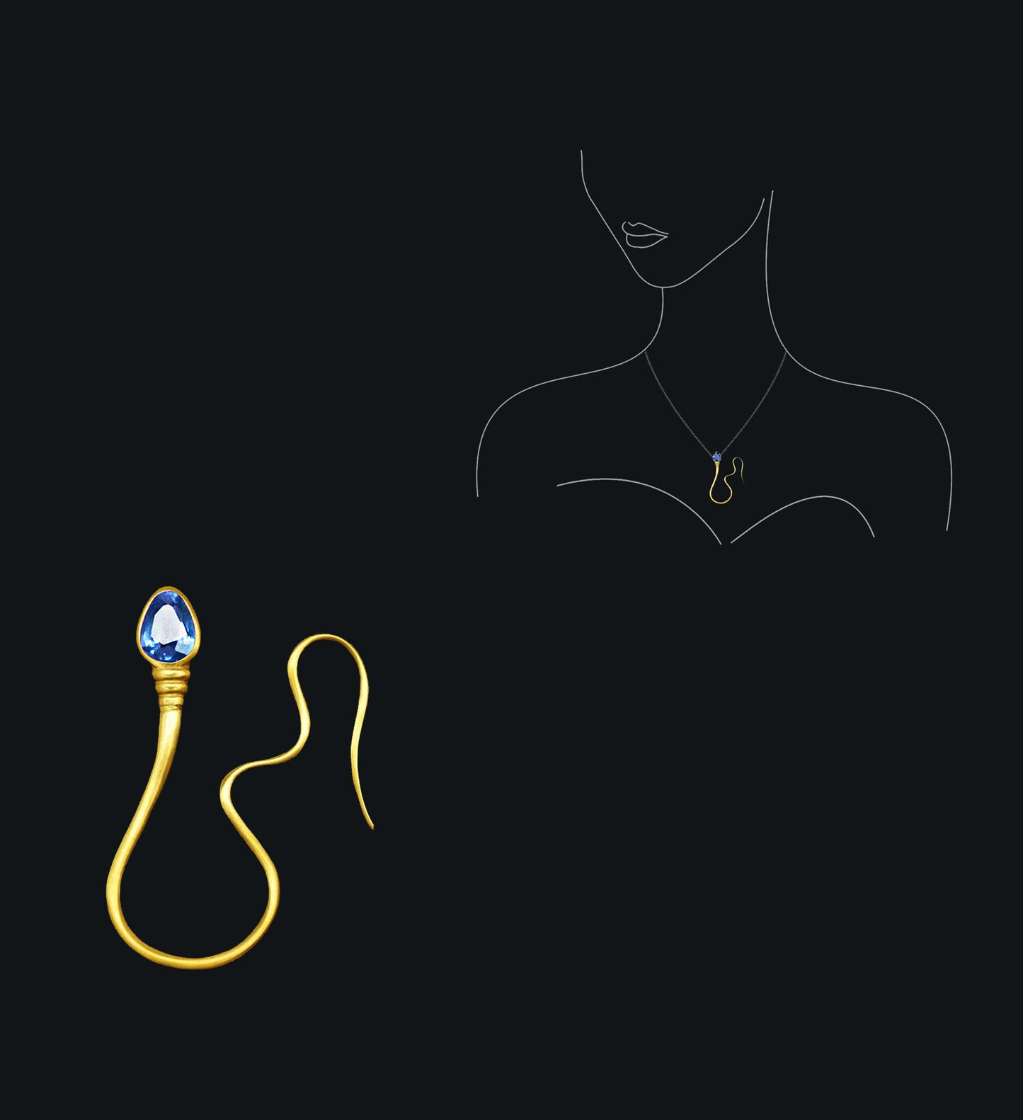 « The intrepid » Pendant - Yellow Gold - Santa Maria Aquamarine