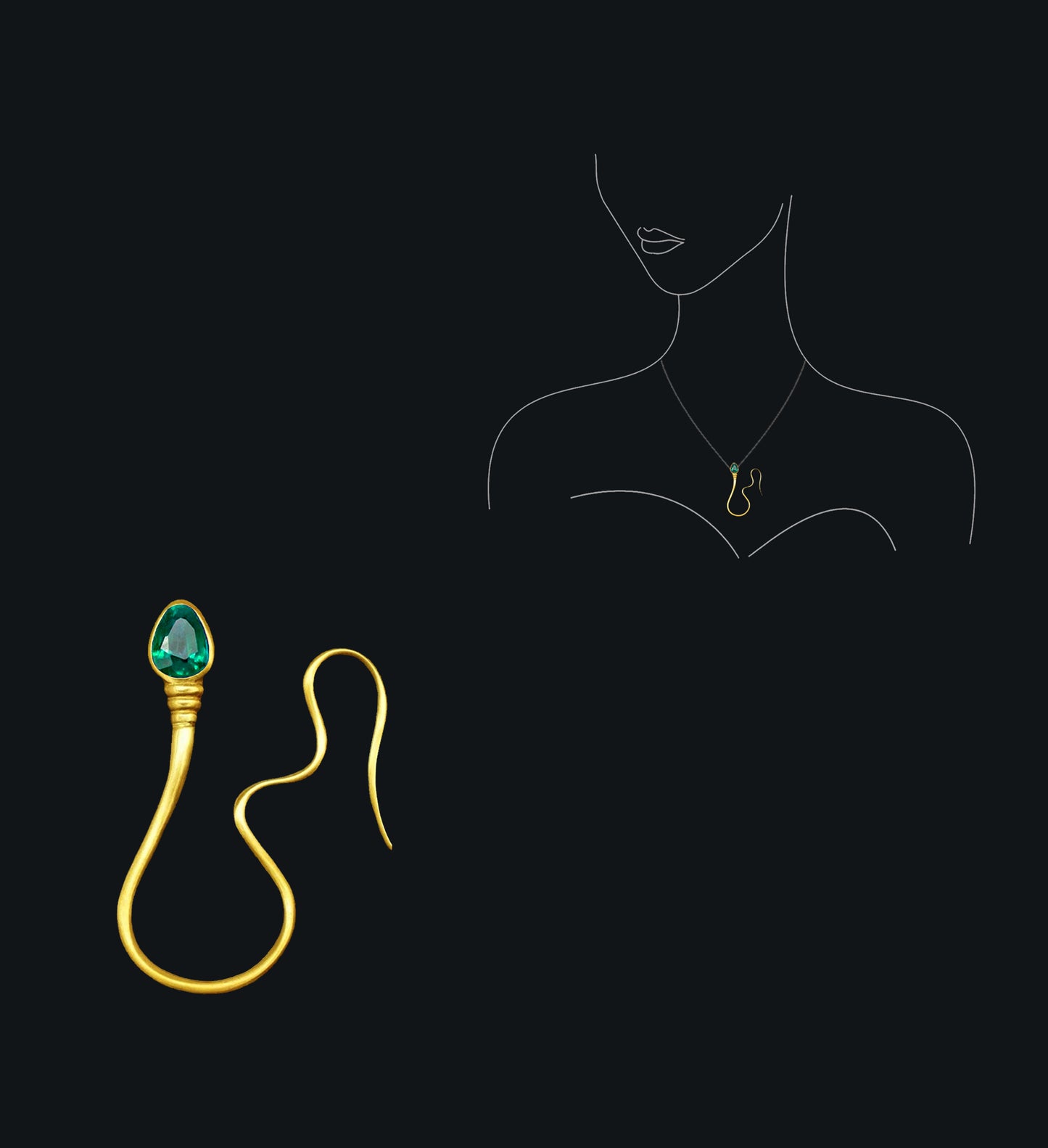 « The intrepid » Pendant - Yellow Gold - Emerald