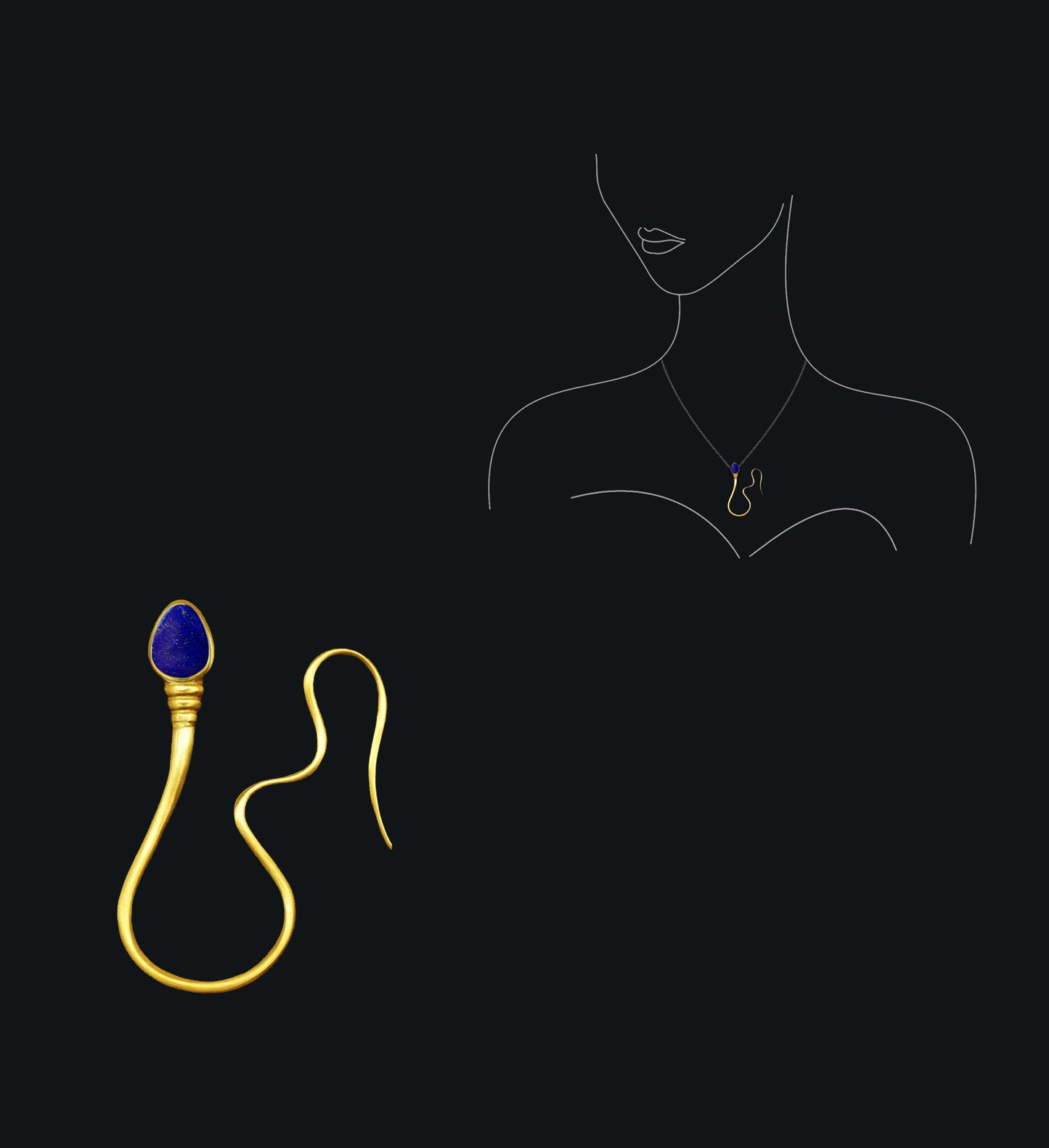 « The intrepid » Pendant - Yellow Gold - Lapis Lazuli