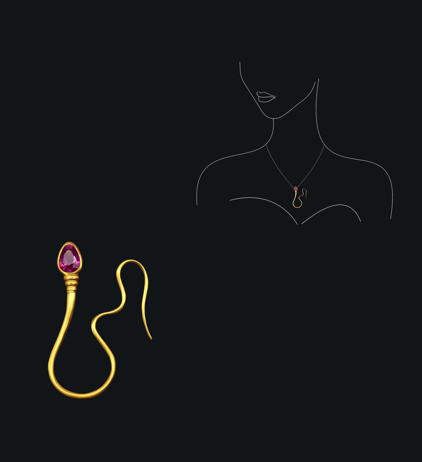 « The intrepid » Pendant - Yellow Gold - Ruby
