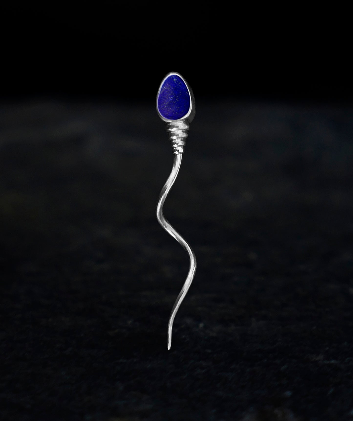 «The winner » BROOCH - White Gold - Lapis Lazuli