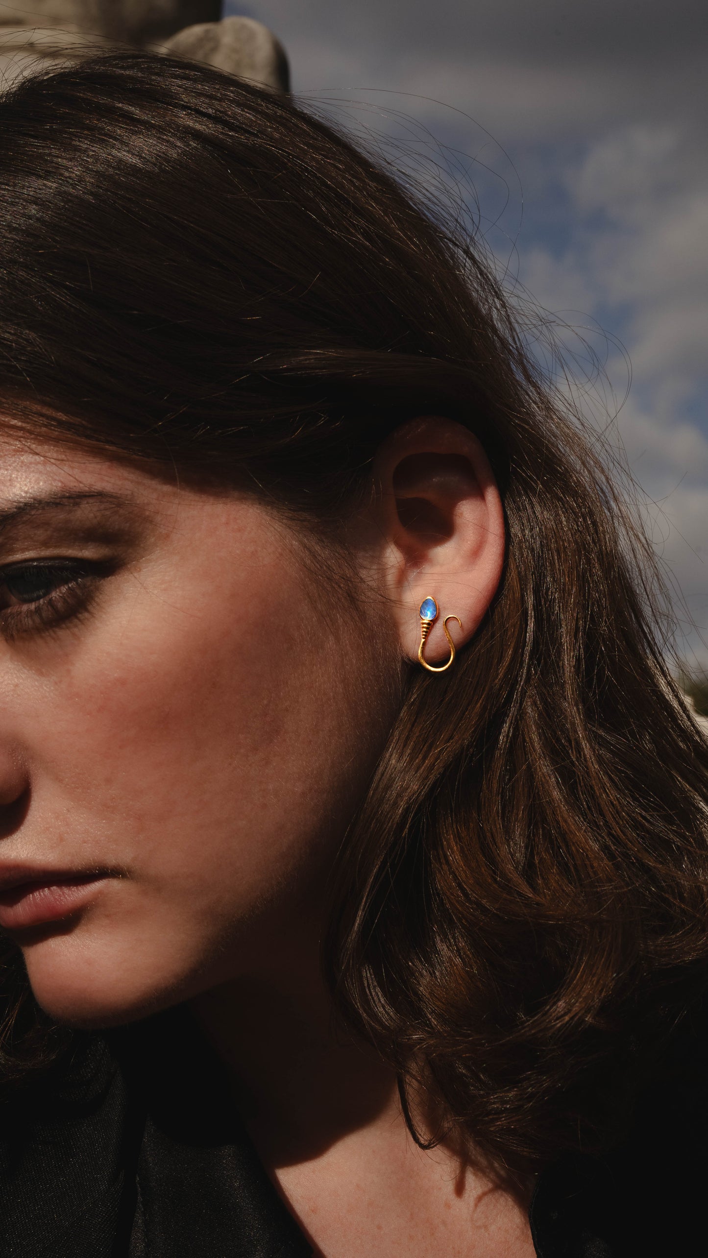 « I AM FREE » PIERCING - White Gold - Moonstone