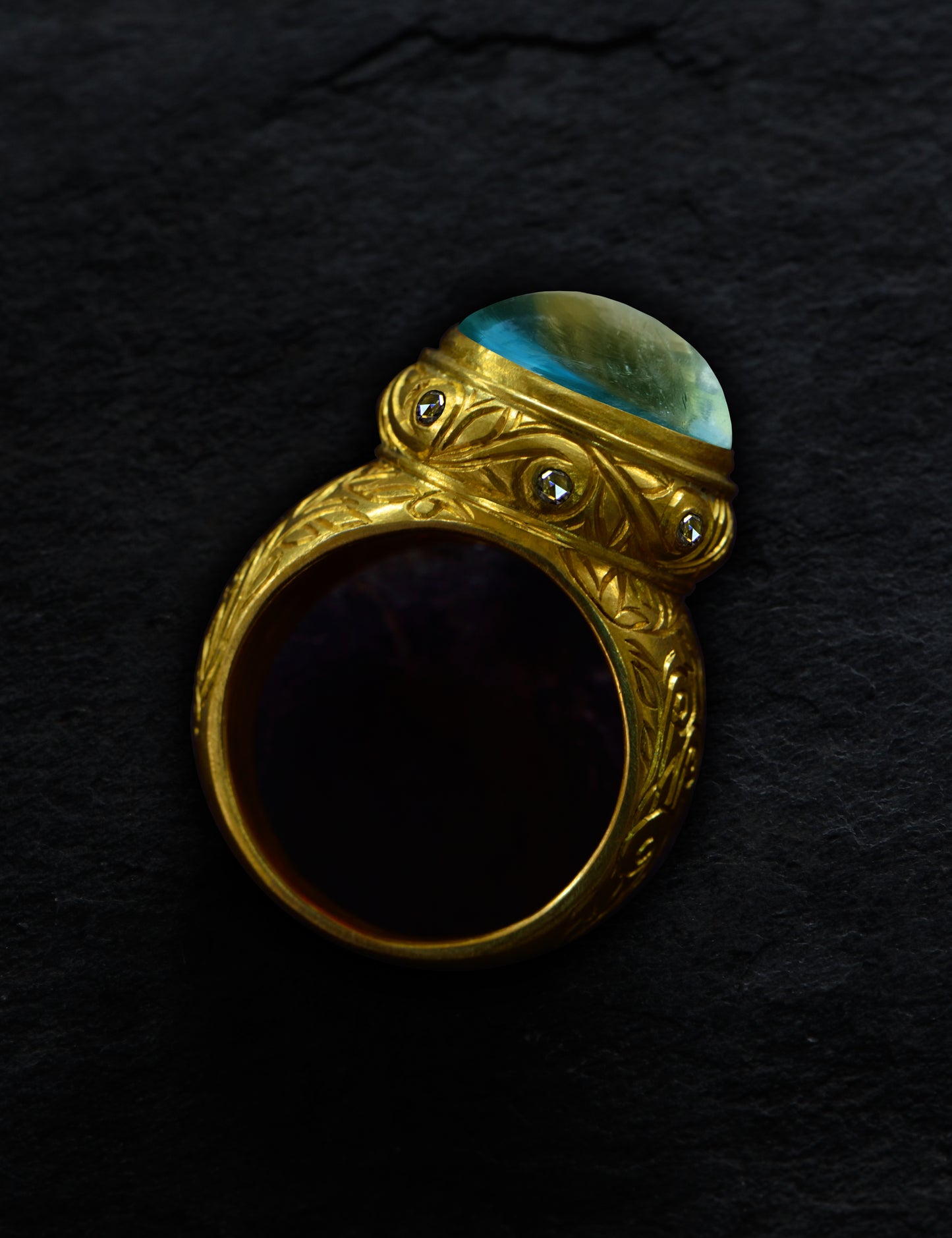RING - Yellow gold - Aquamarine