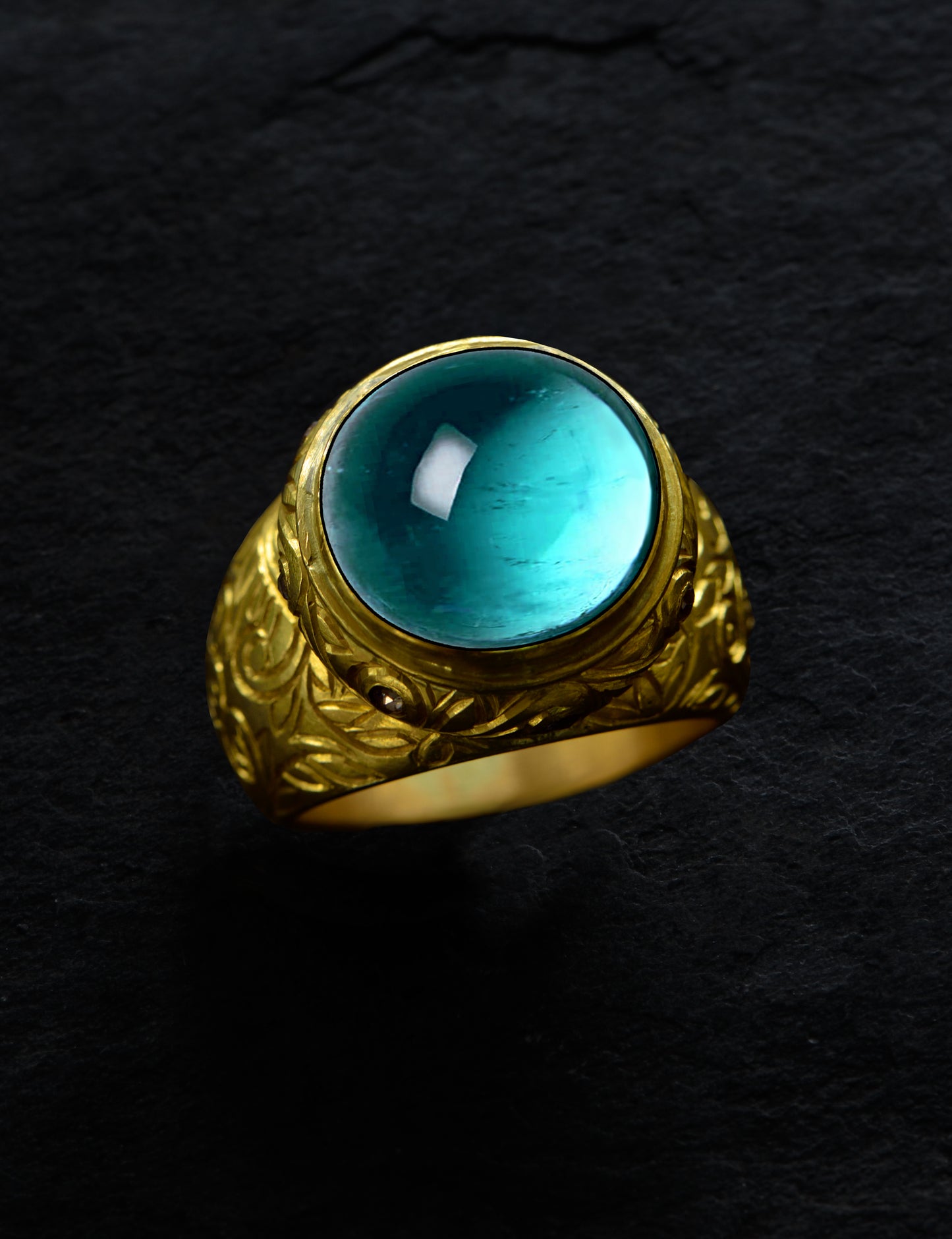 RING - Yellow gold - Aquamarine