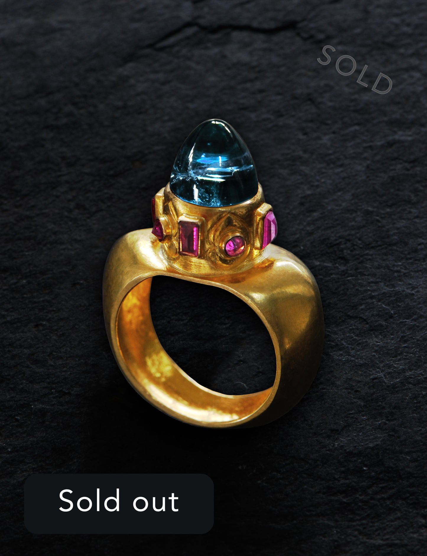RING - Yellow gold - Aquamarine