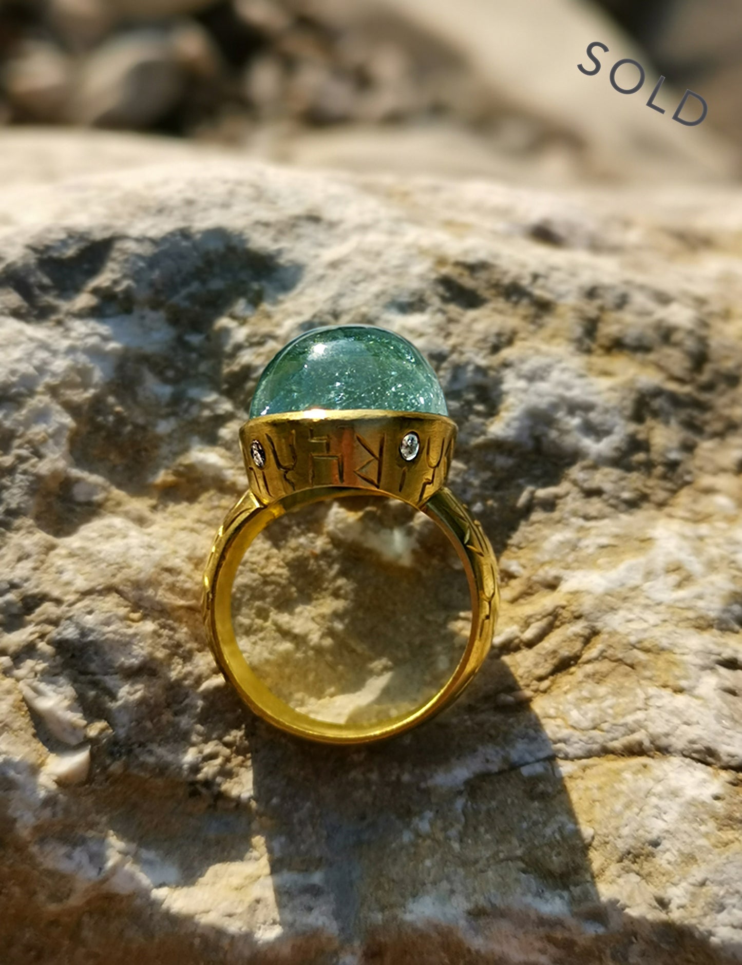 RING - Yellow gold - Aquamarine