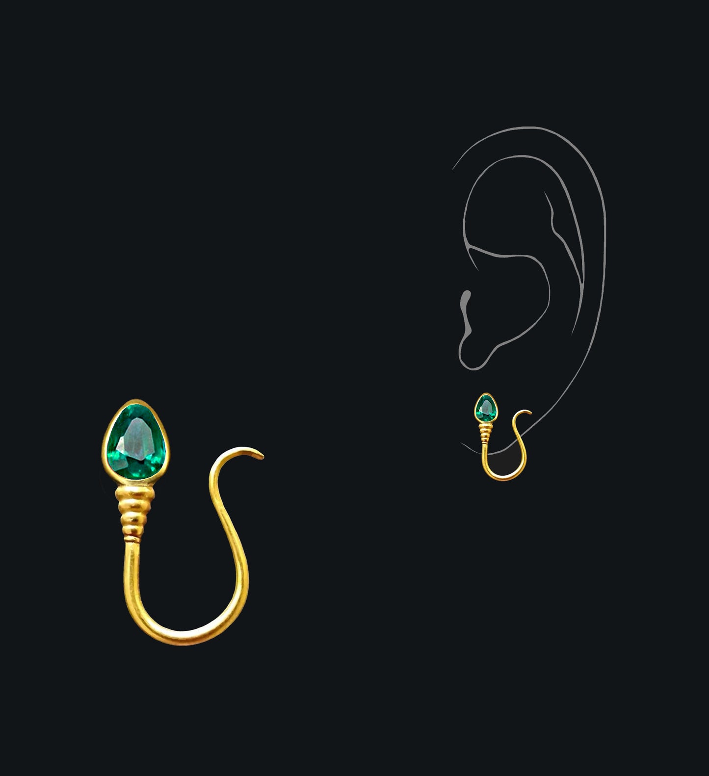 « I AM FREE » PIERCING - Yellow Gold - Emerald