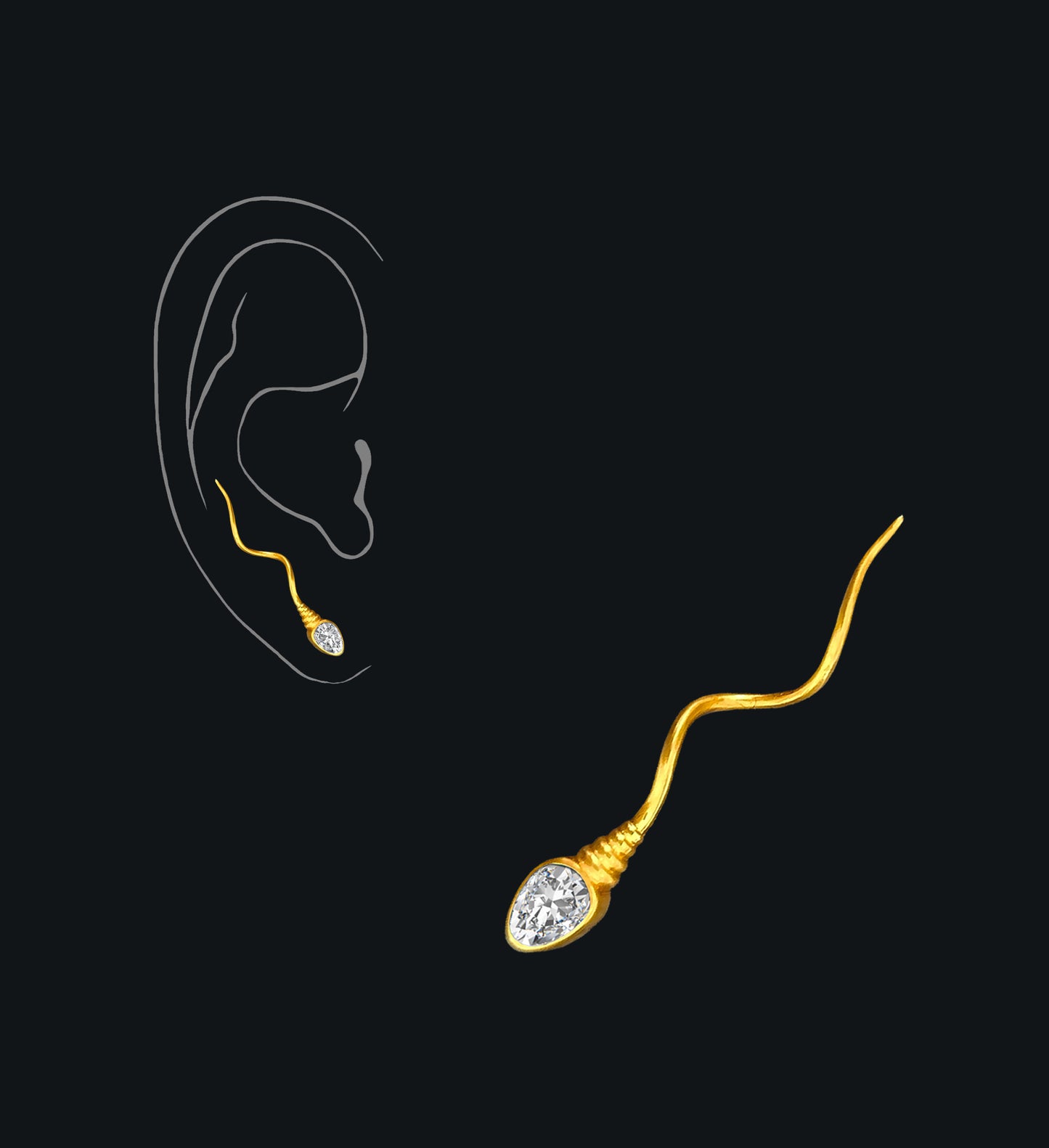 «THE NUMBER ONE » EARRING - Yellow Gold - Diamond