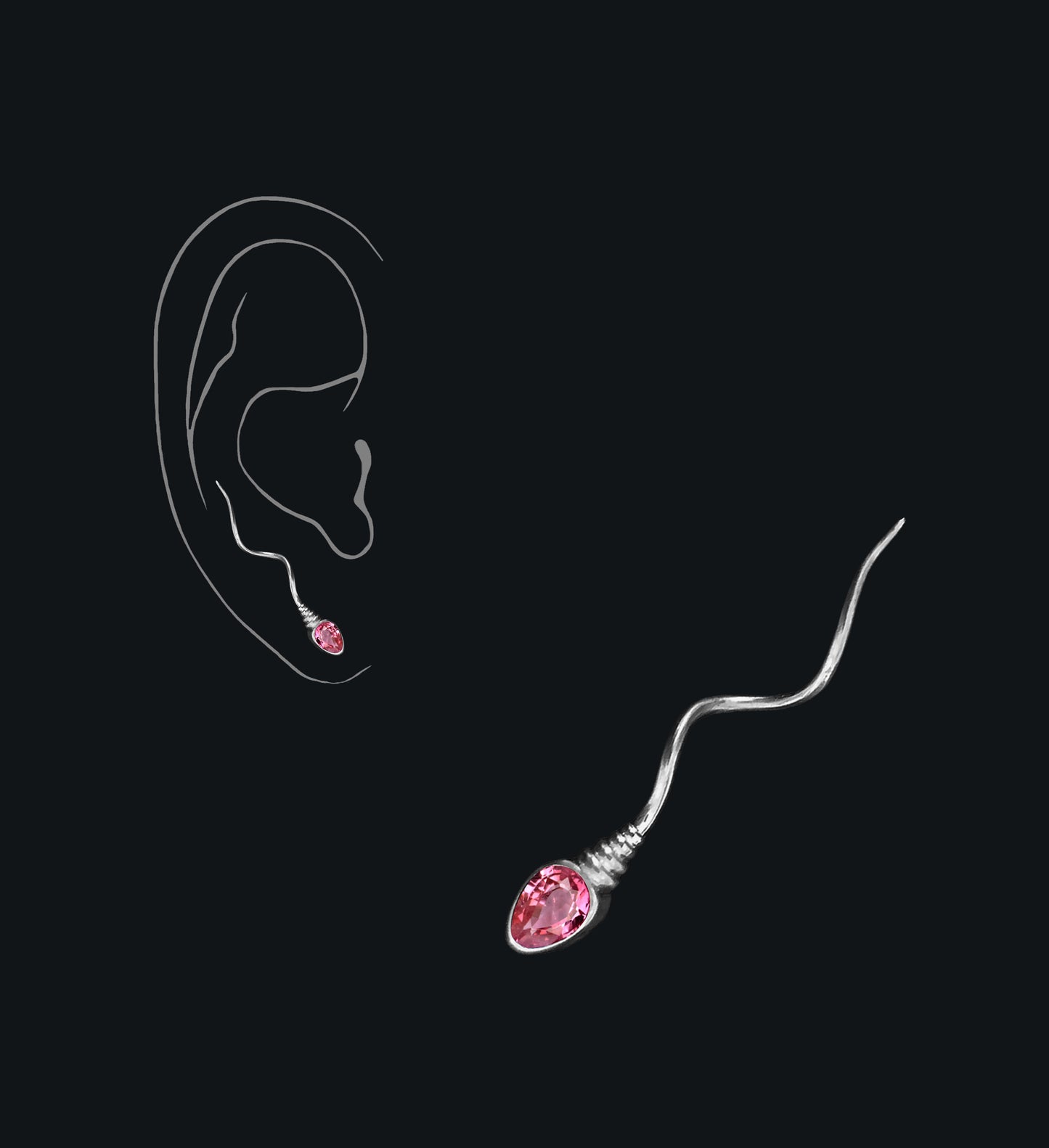 «THE NUMBER ONE » EARRING - White Gold - Tourmaline