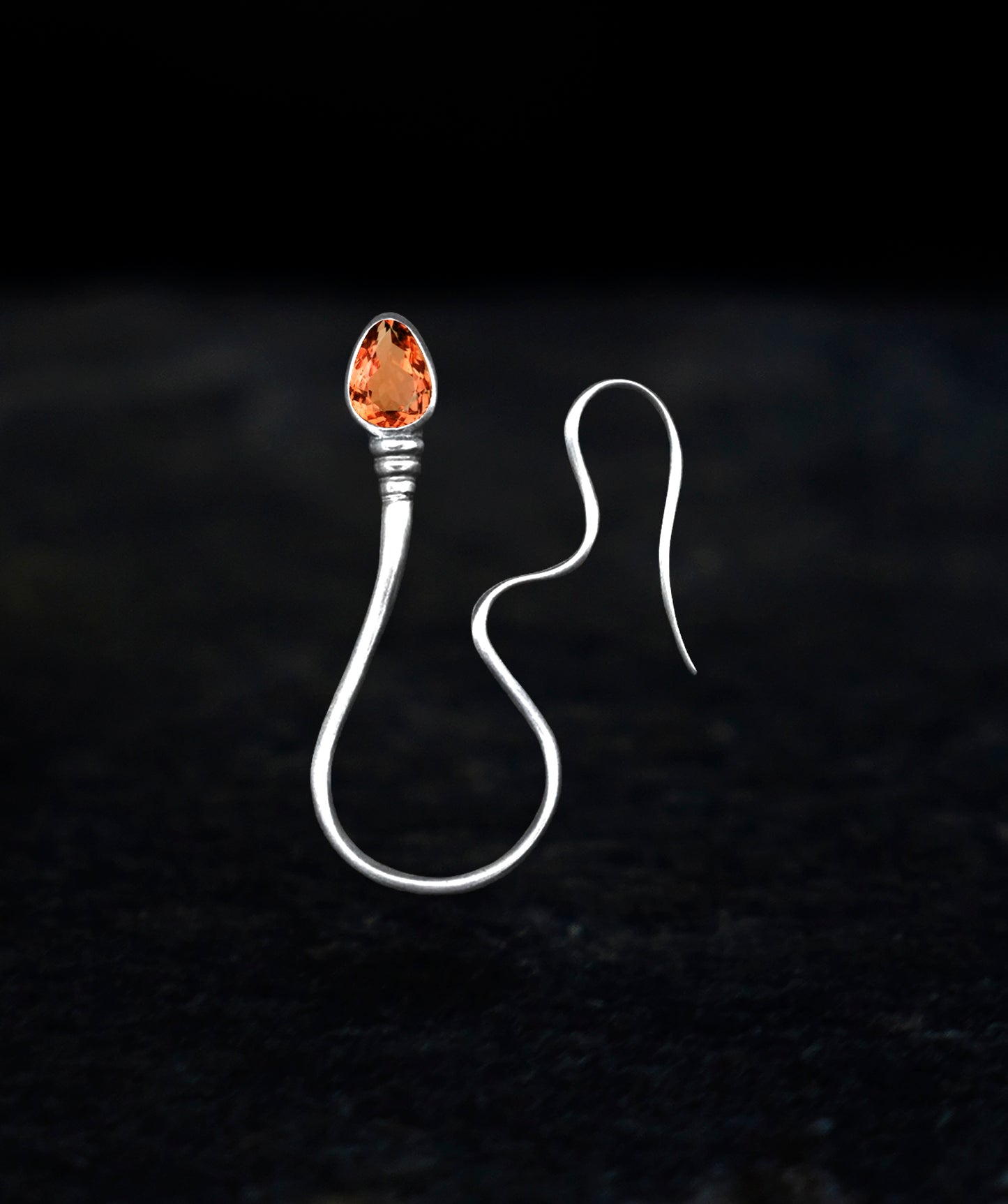 « The intrepid » Pendant - White Gold - Orange Sapphire
